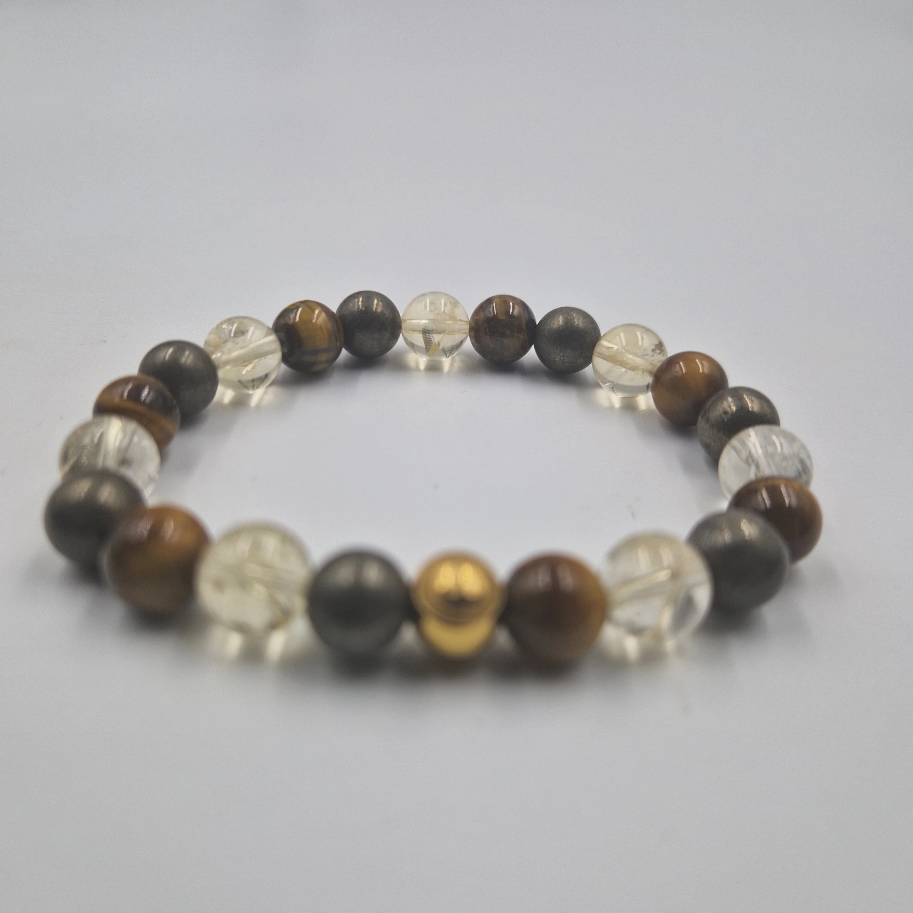 Bracelet MALCHANCE en Citrine, Oeil de tigre et Pyrite - Image 3
