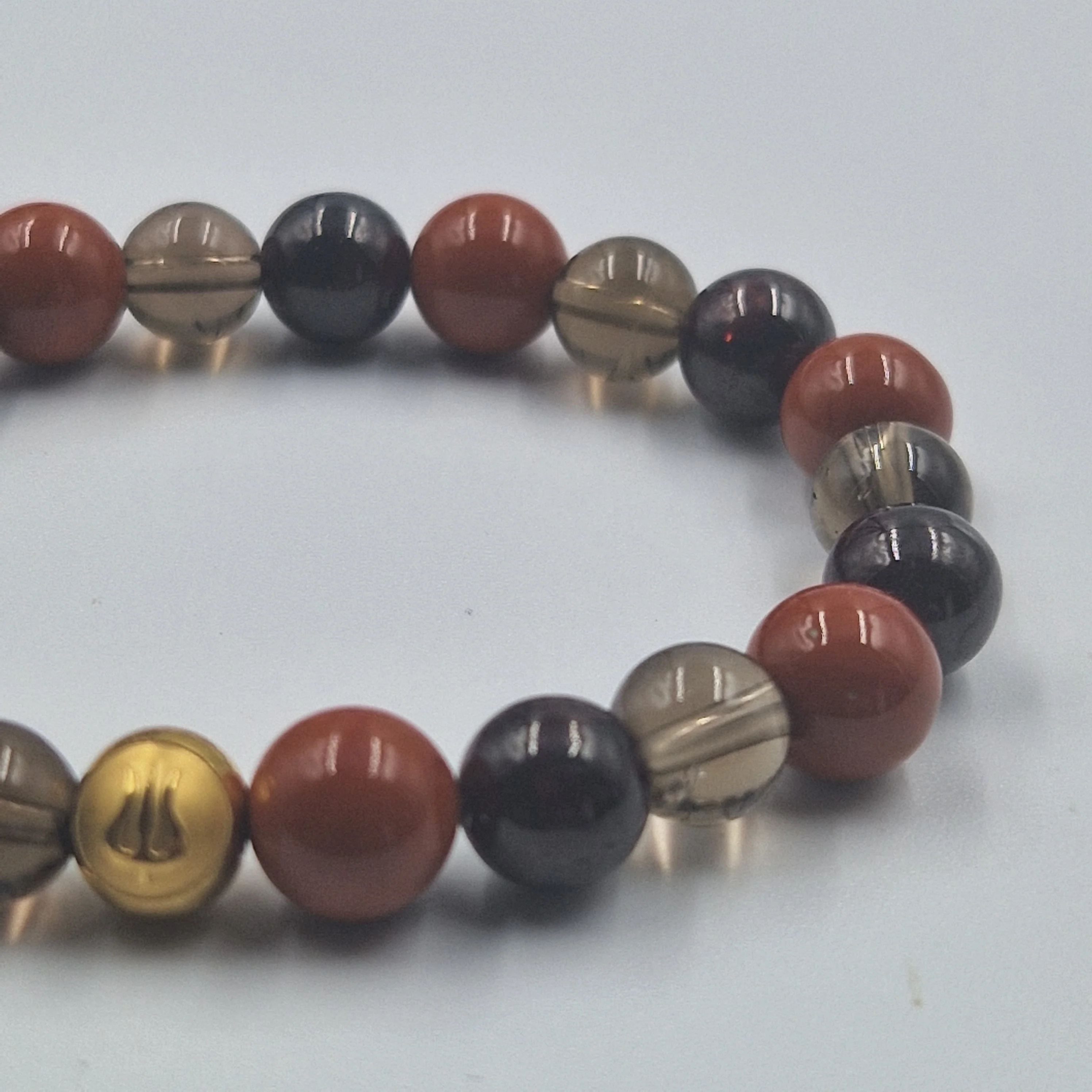 Bracelet MEDITATION en Jaspe rouge, Quartz fumé et Grenat - Image 2