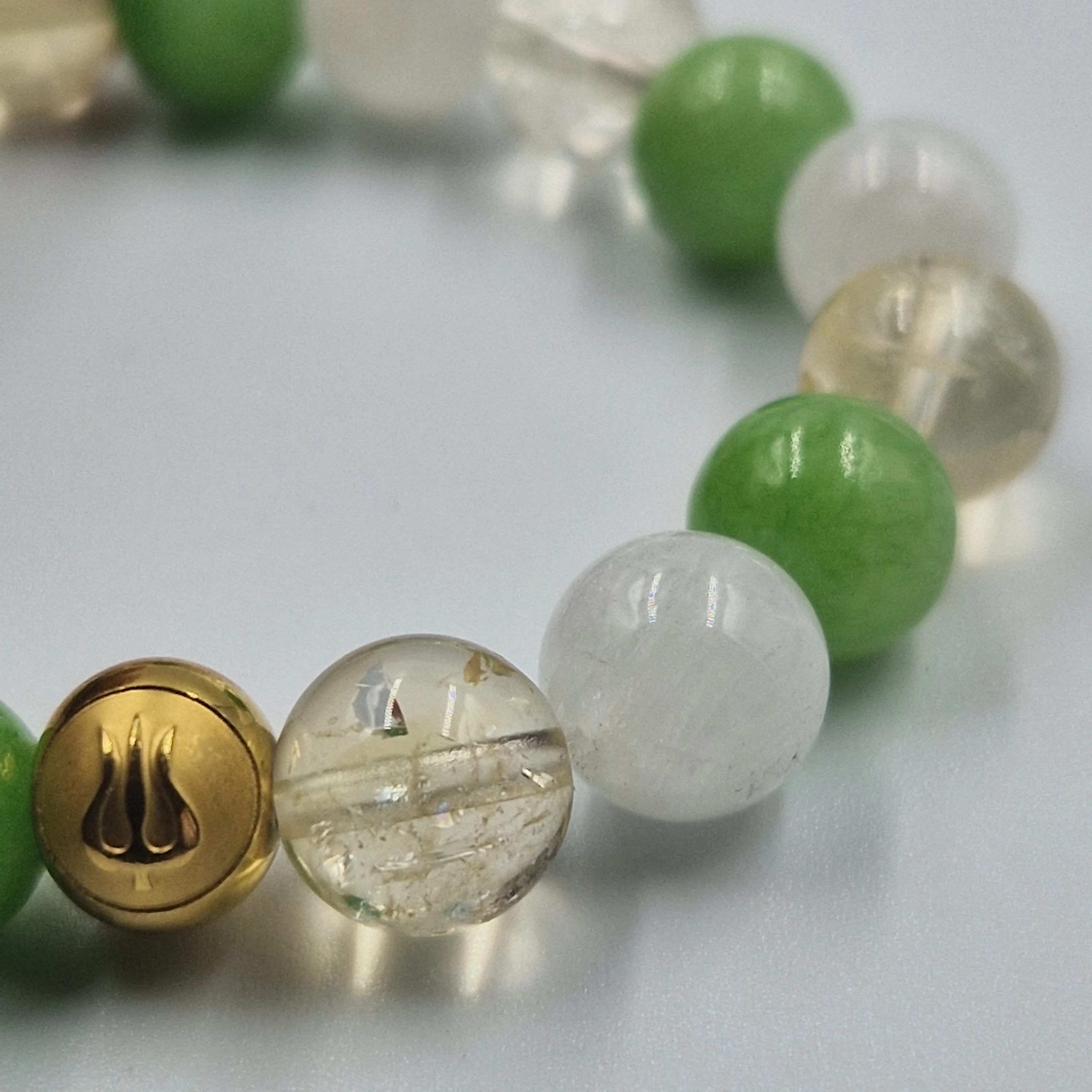 Bracelet MENOPAUSE en Pierre de lune blanche, Jade vert et Citrine - Image 2