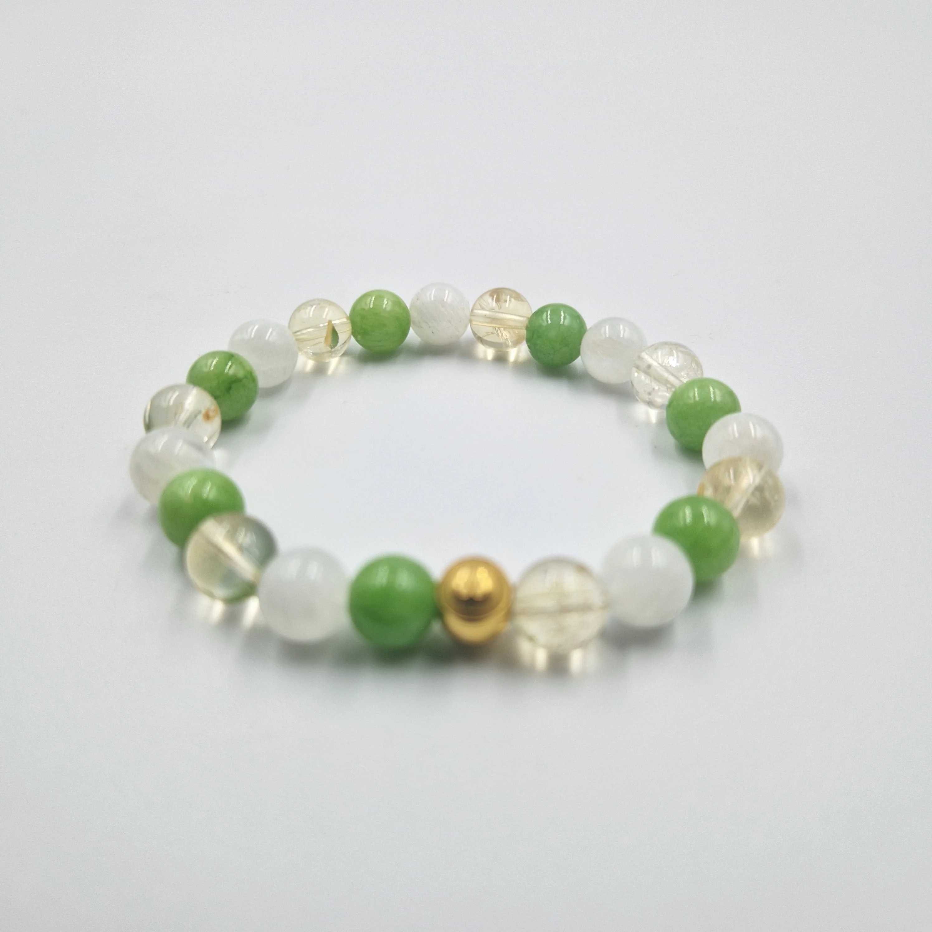 Bracelet MENOPAUSE en Pierre de lune blanche, Jade vert et Citrine - Image 3