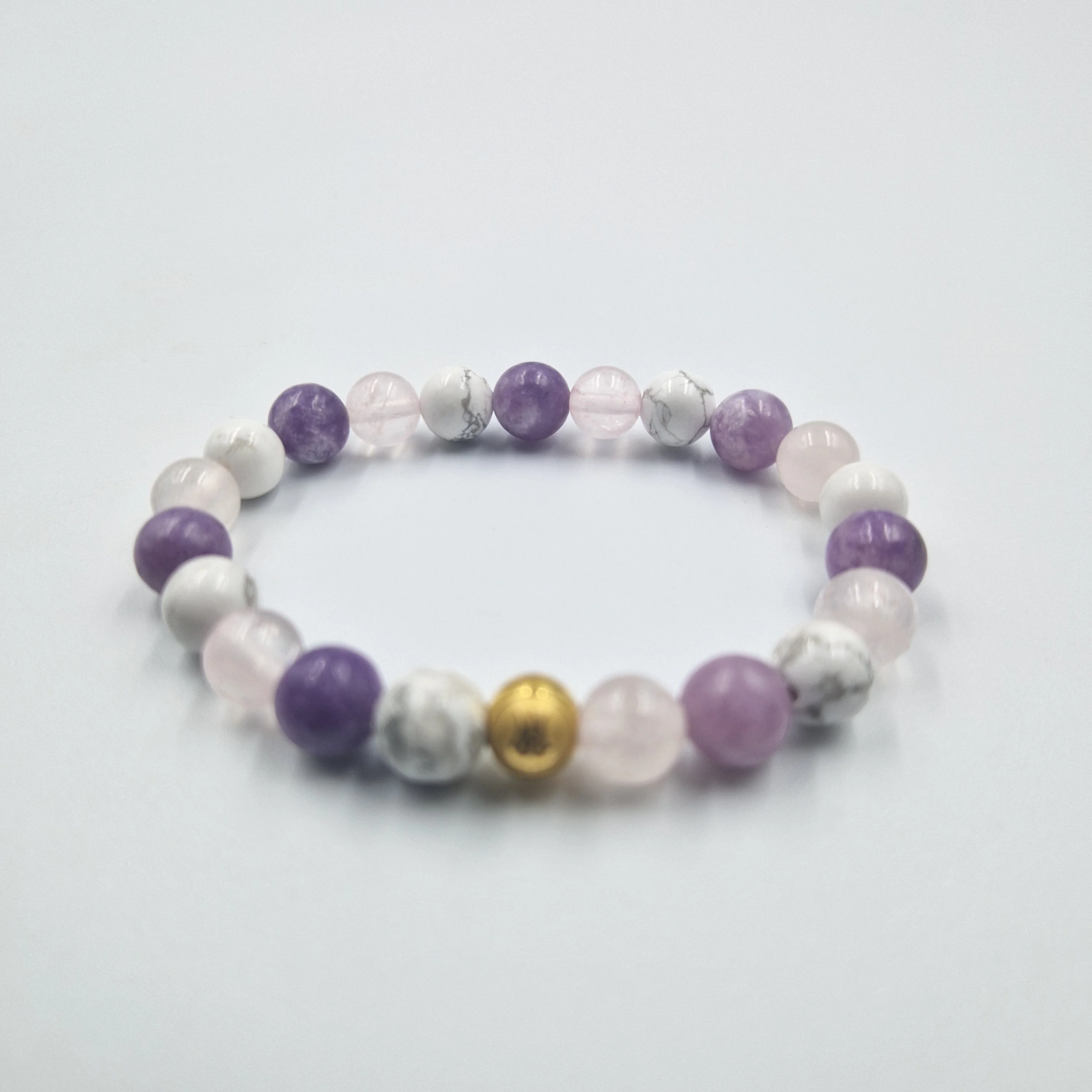 Bracelet NERVOSITE en Quartz rose, Lépidolite et Howlite - Image 3