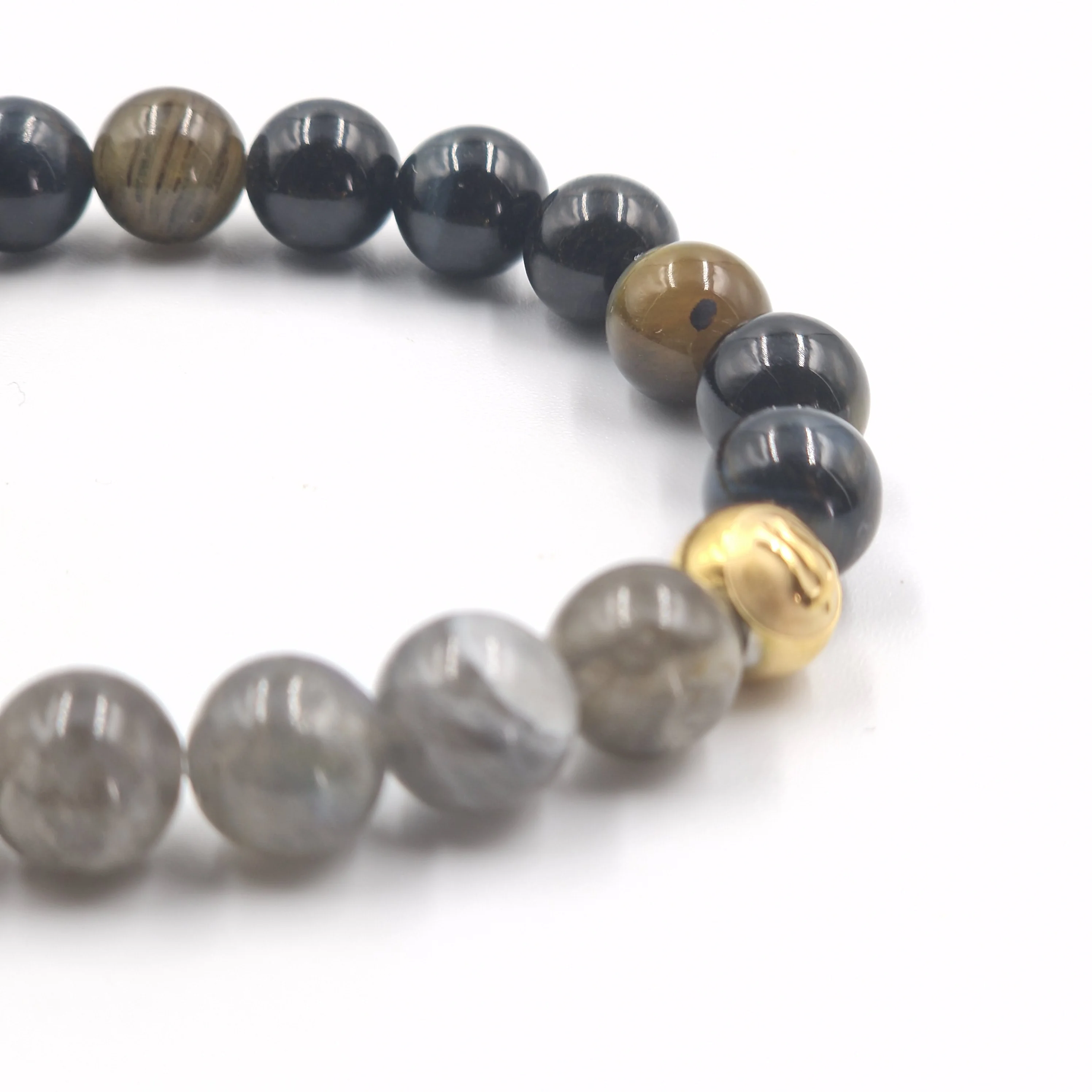 Bracelet en Oeil de faucon et Labradorite - Image 2
