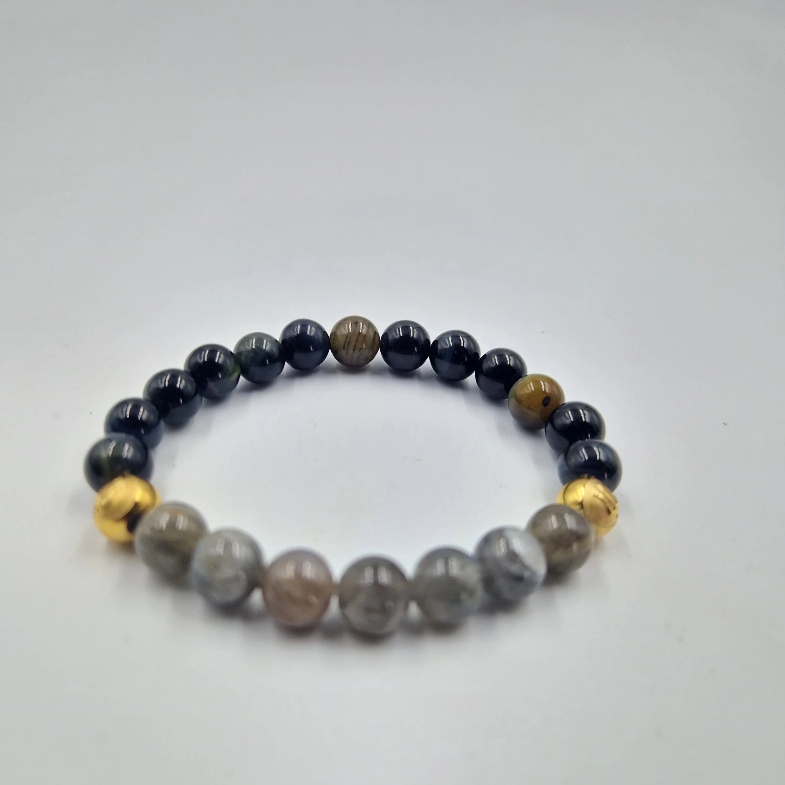 Bracelet en Oeil de faucon et Labradorite - Image 3
