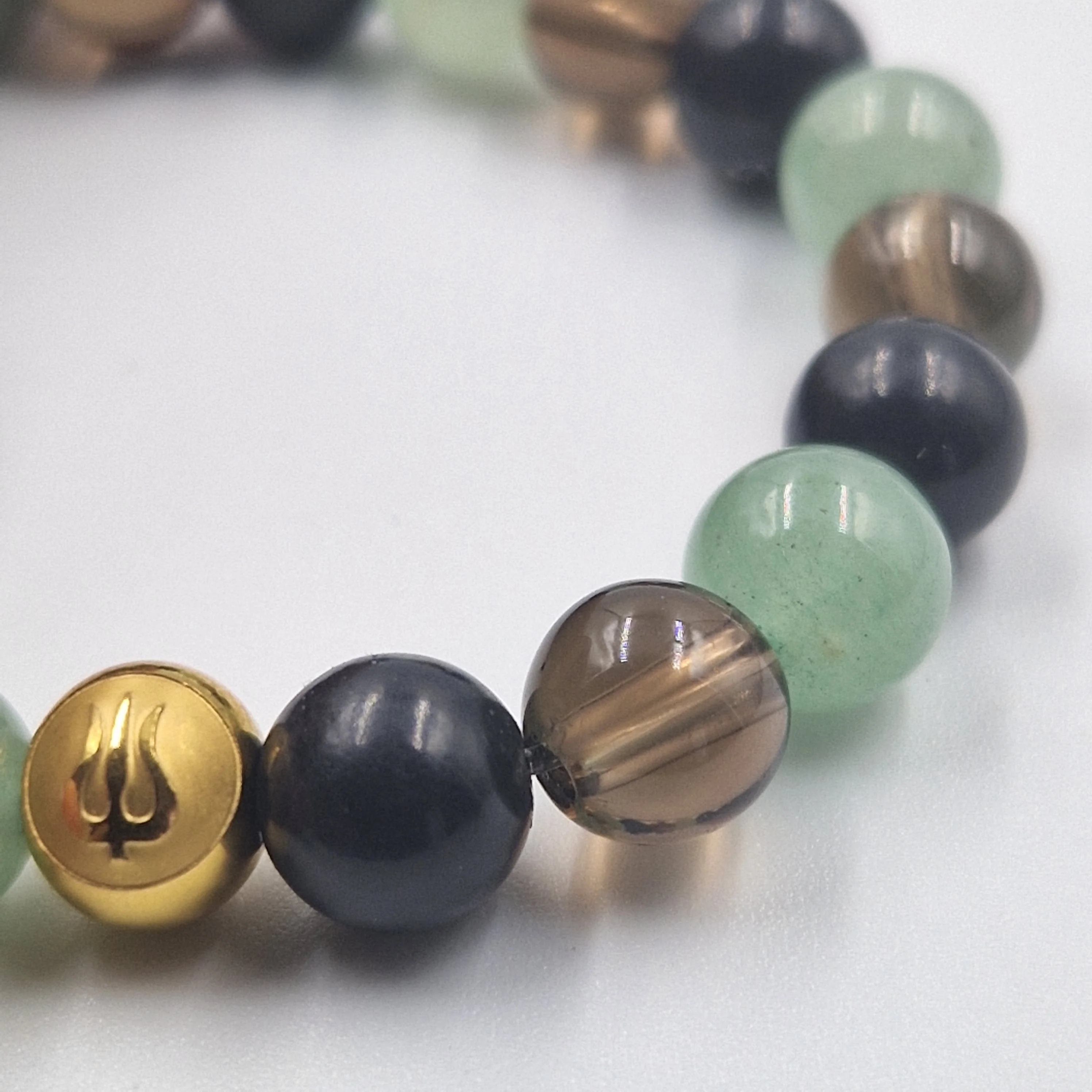 Bracelet ONDES en Shungite, Quartz fumé et Aventurine verte - Image 2