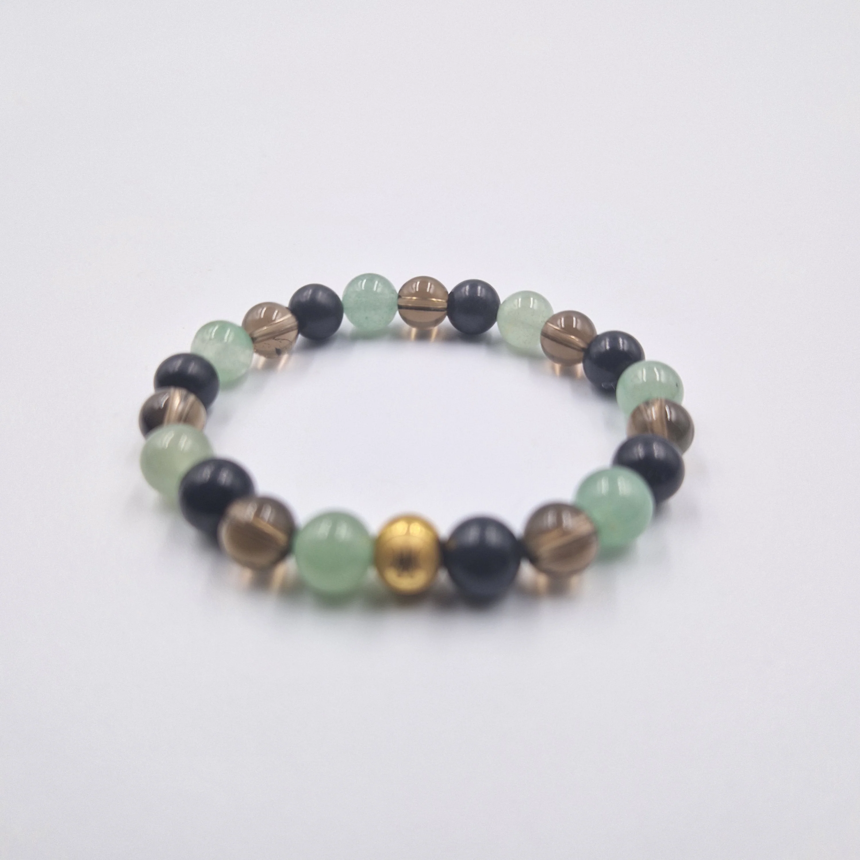 Bracelet ONDES en Shungite, Quartz fumé et Aventurine verte - Image 3