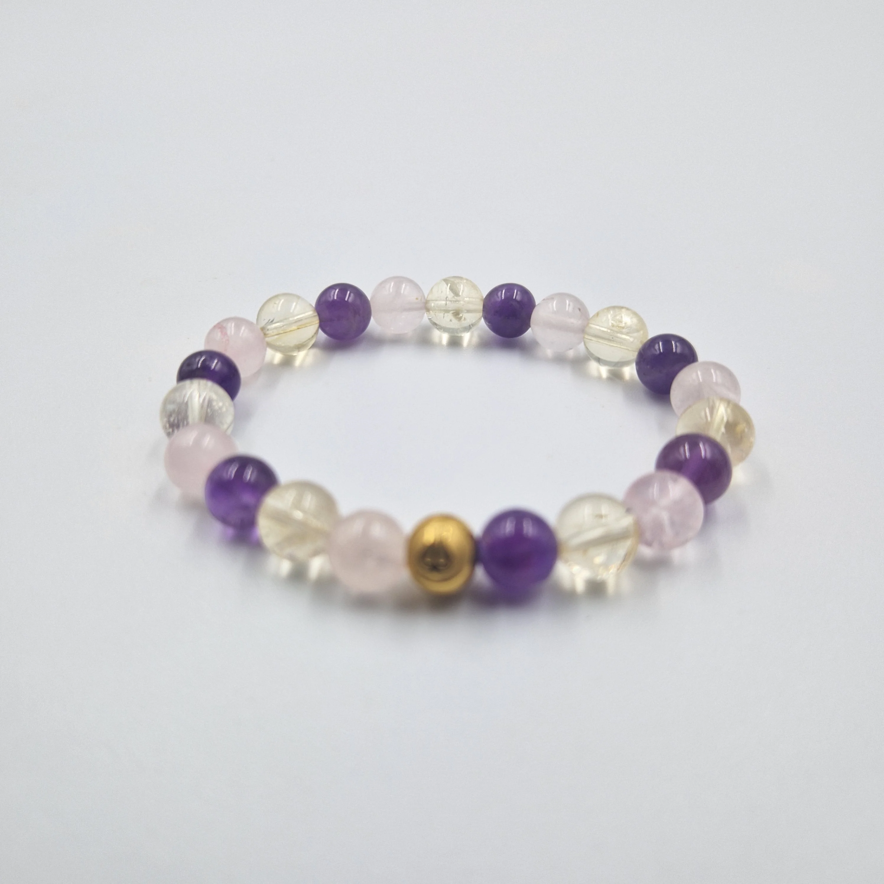 Bracelet OPTIMISME en Quartz rose, Citrine et Améthyste - Image 3