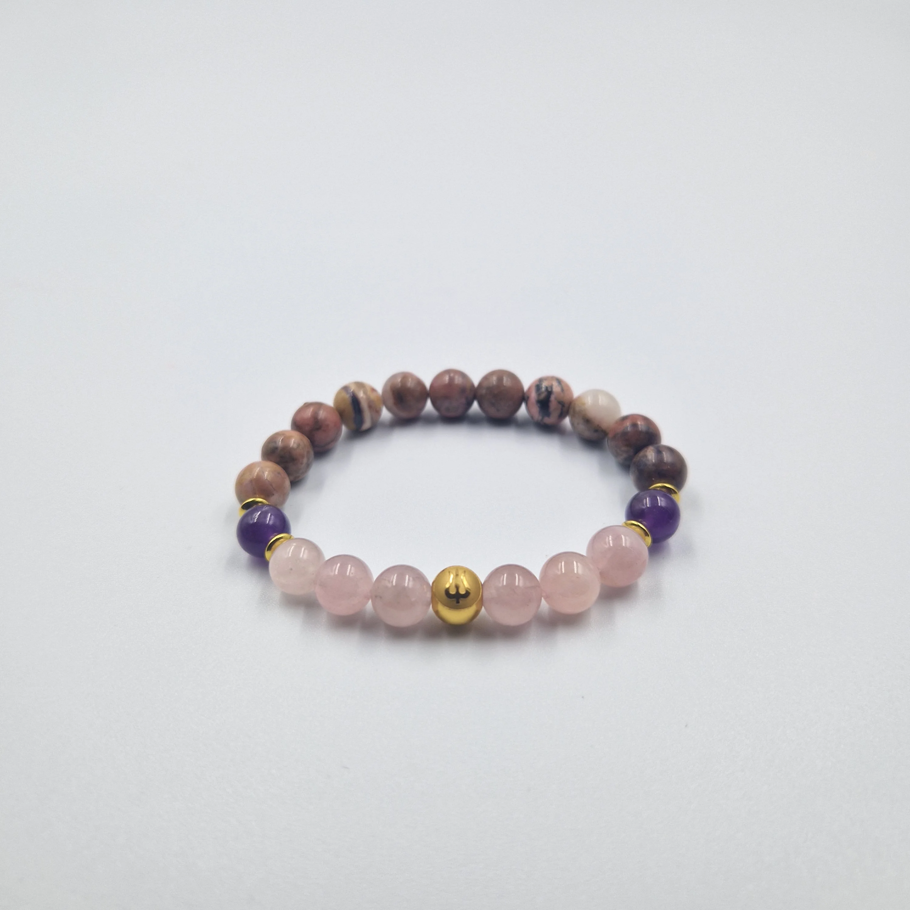 Bracelet Poissons en Rhodonite, Quartz rose et Améthyste