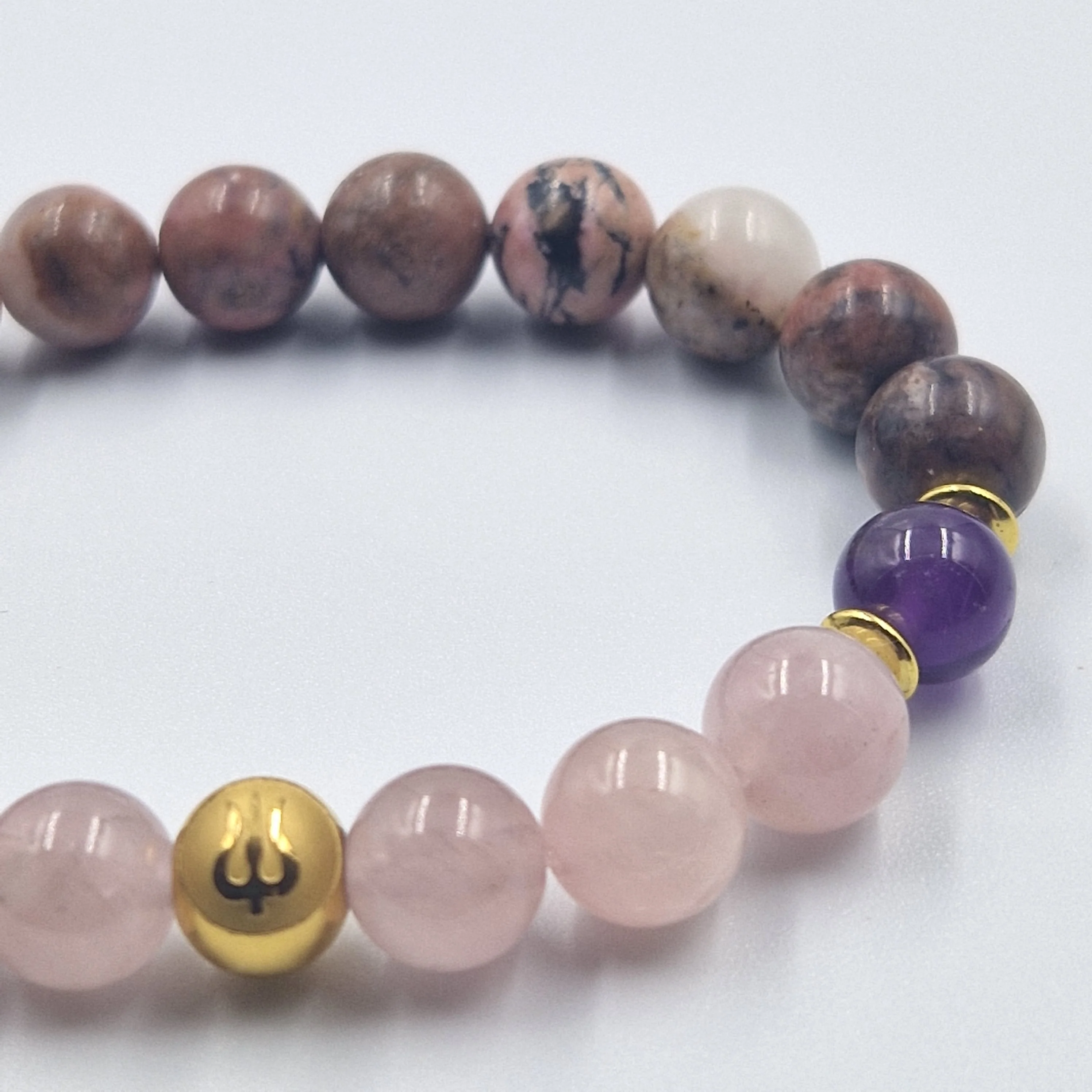 Bracelet Poissons en Rhodonite, Quartz rose et Améthyste - Image 2