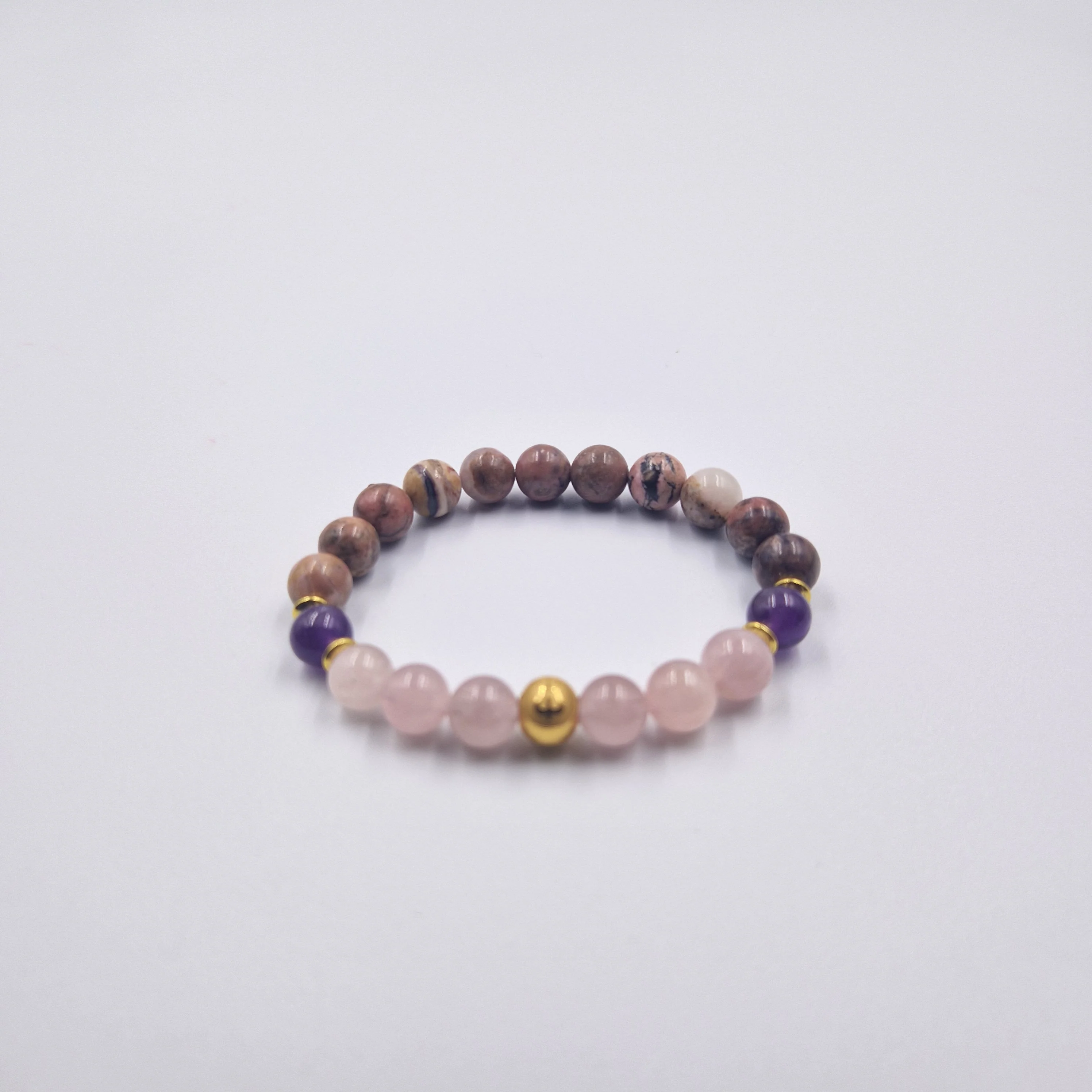 Bracelet Poissons en Rhodonite, Quartz rose et Améthyste - Image 3