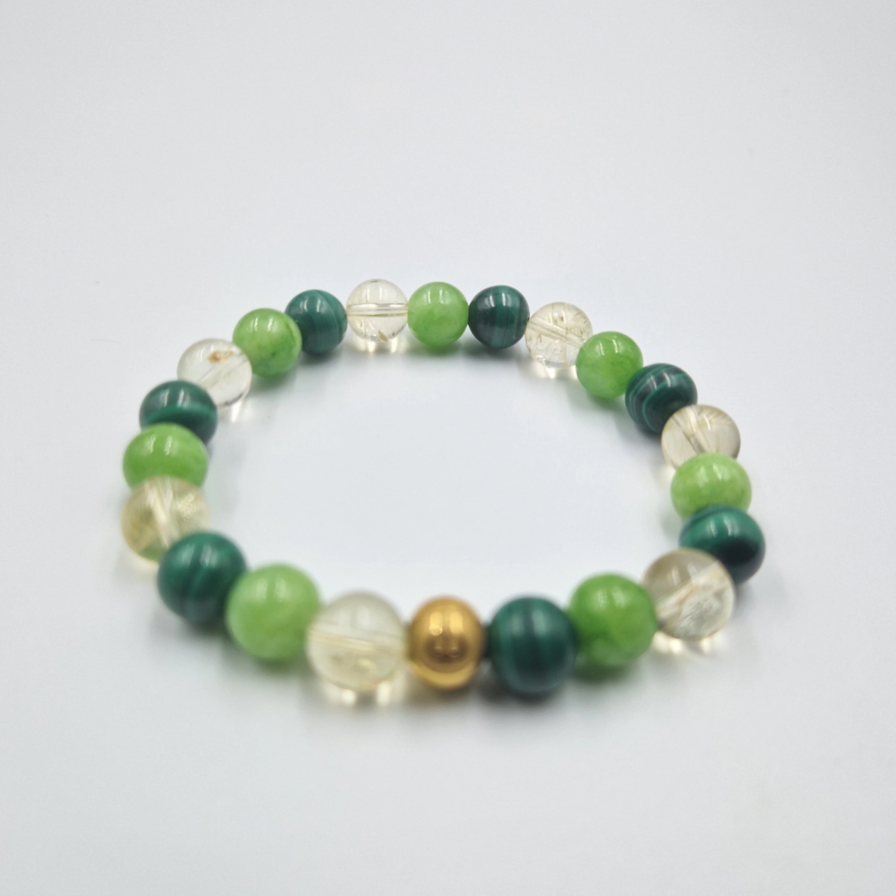 Bracelet PORTE-BONHEUR en Citrine, Jade vert et Malachite - Image 3