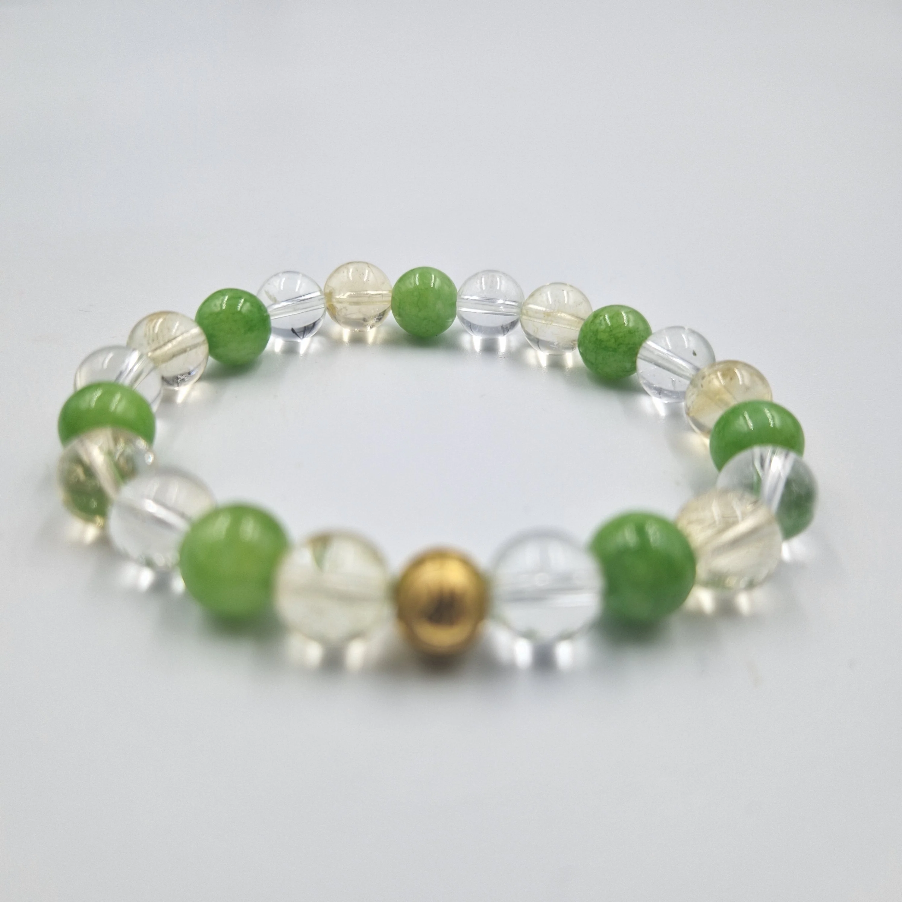 Bracelet PROSPERITE en Citrine, Jade vert et Quartz clair - Image 3