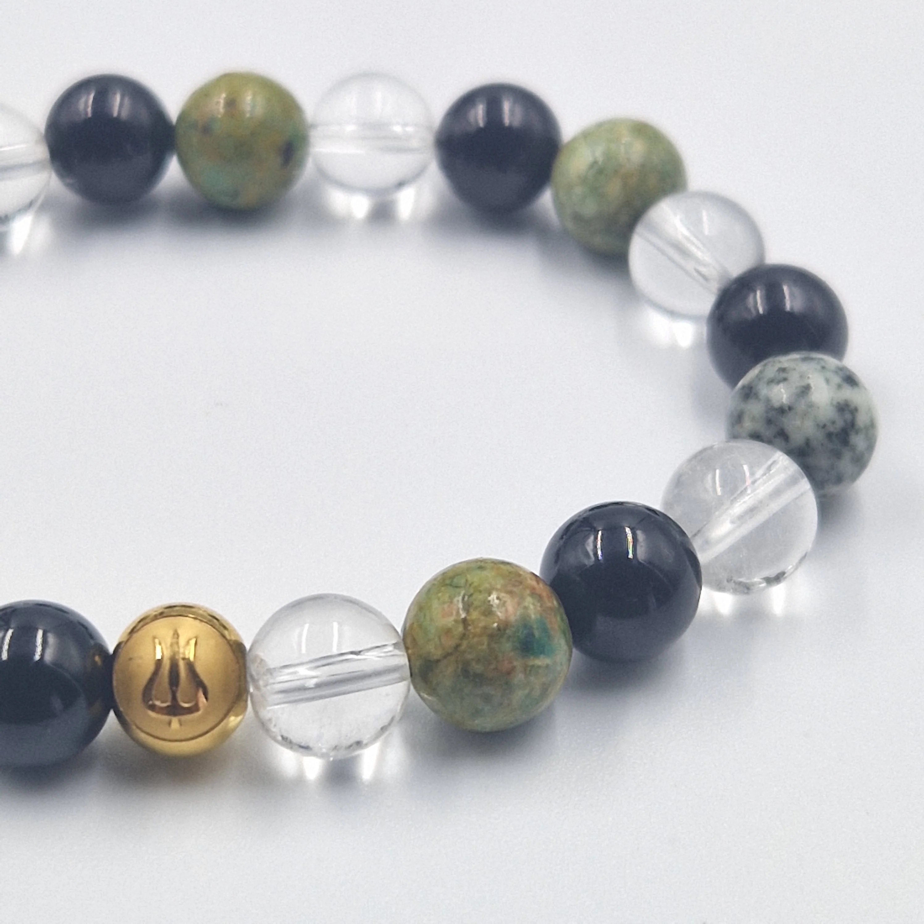Bracelet PROTECTION en Tourmaline noire, Turquoise et Quartz clair - Image 2