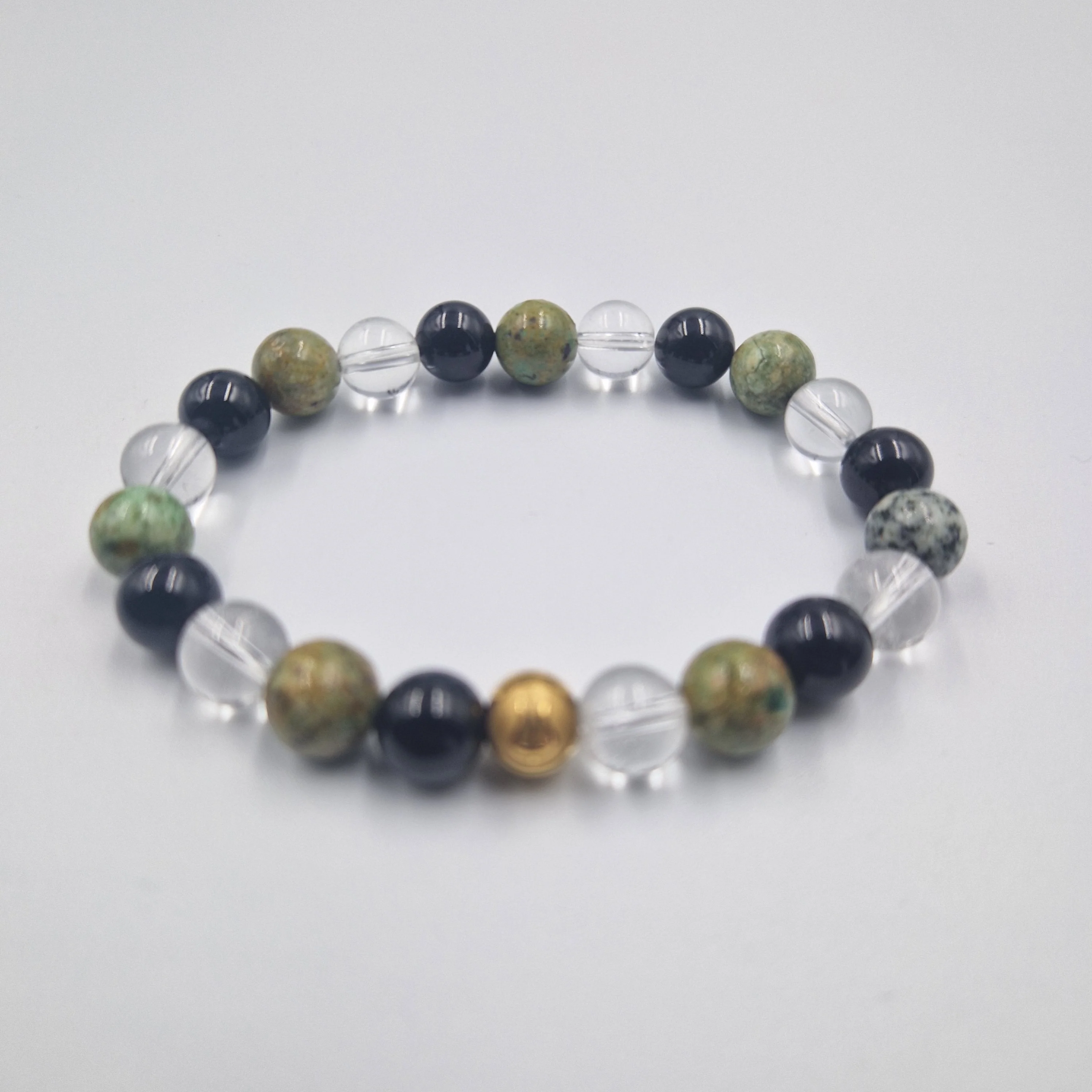 Bracelet PROTECTION en Tourmaline noire, Turquoise et Quartz clair - Image 3