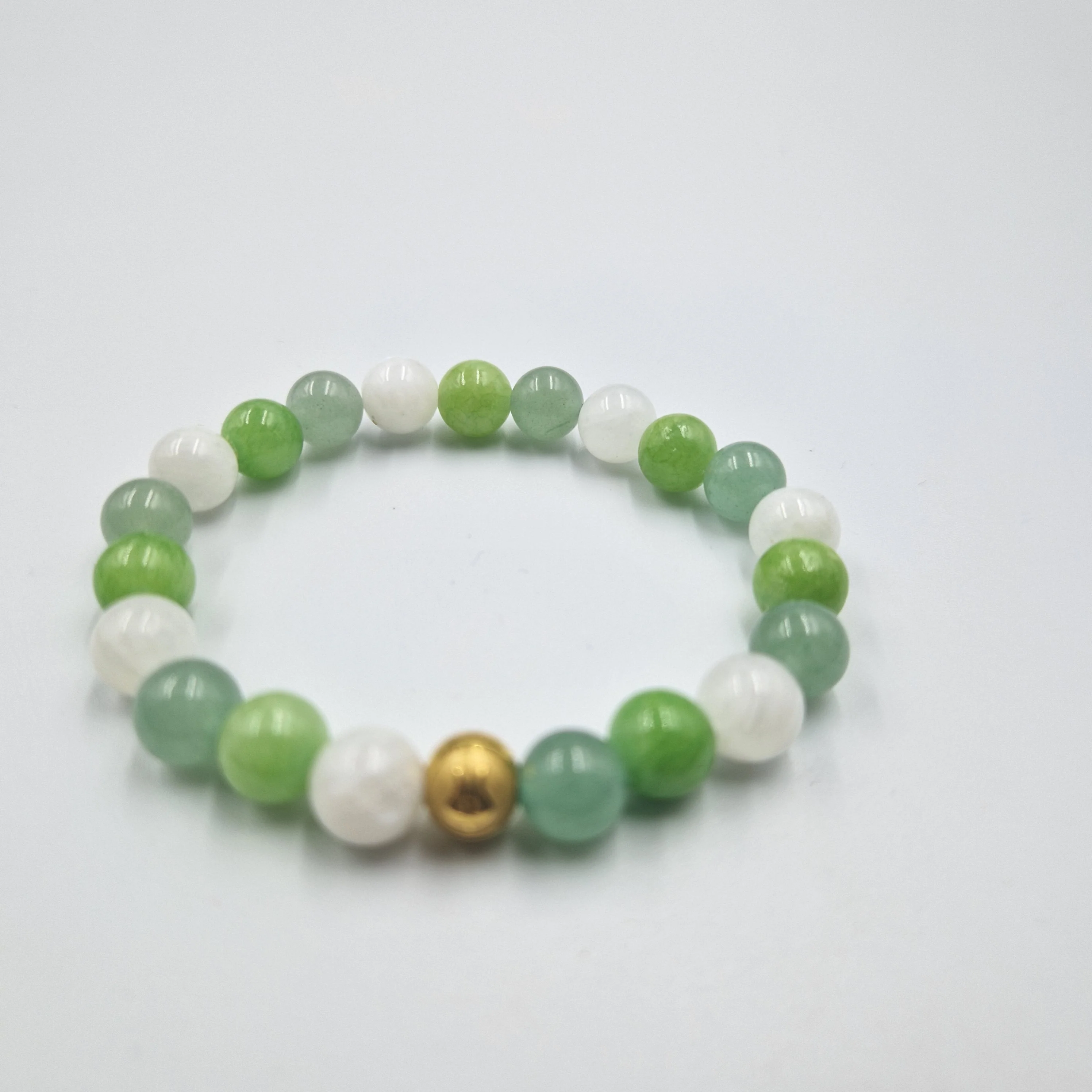 Bracelet RECONFORT en Pierre de lune blanche, Jade vert et Aventurine verte - Image 3