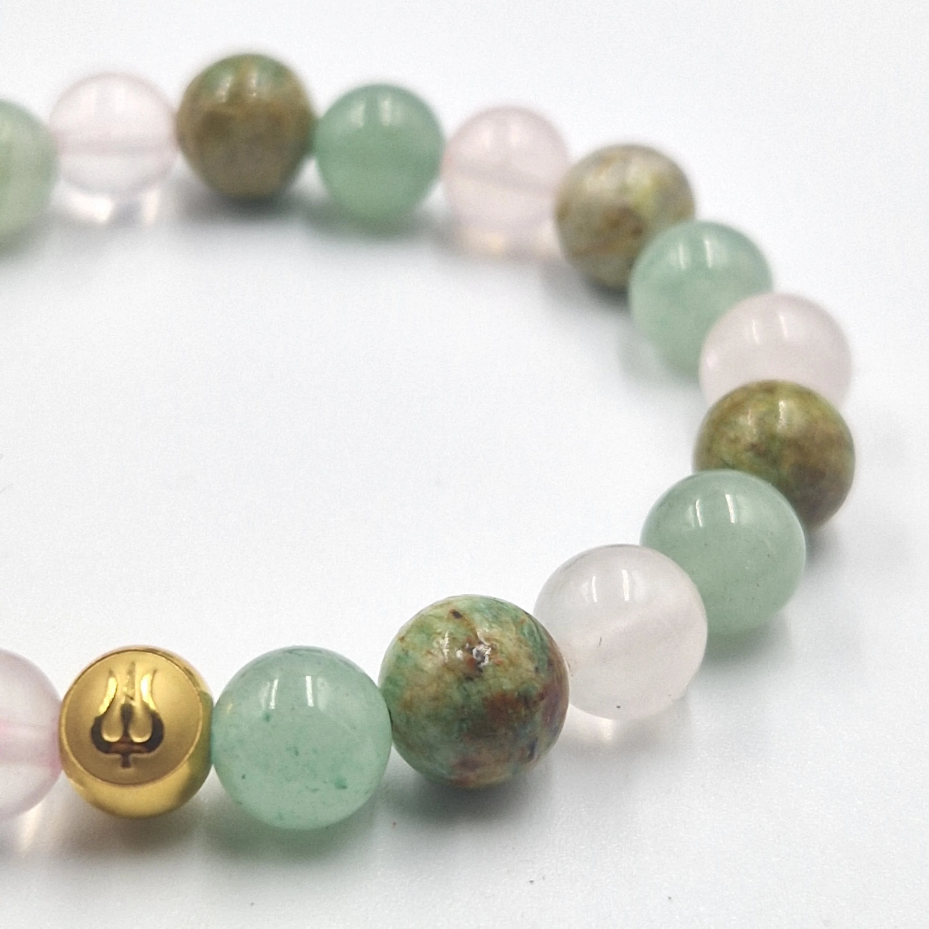 Bracelet RELATIONS en Quartz rose, Turquoise et Aventurine verte - Image 2