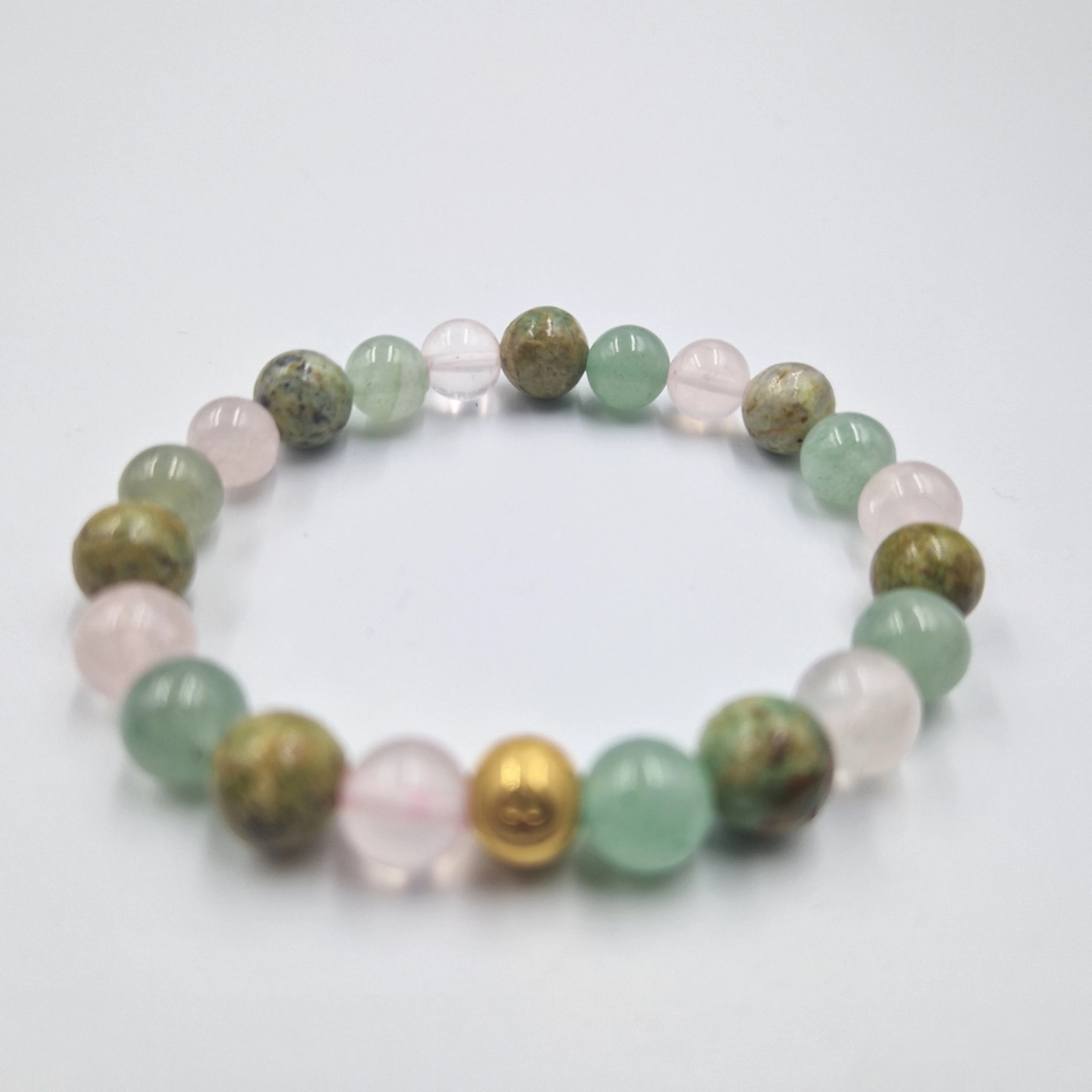 Bracelet RELATIONS en Quartz rose, Turquoise et Aventurine verte - Image 3