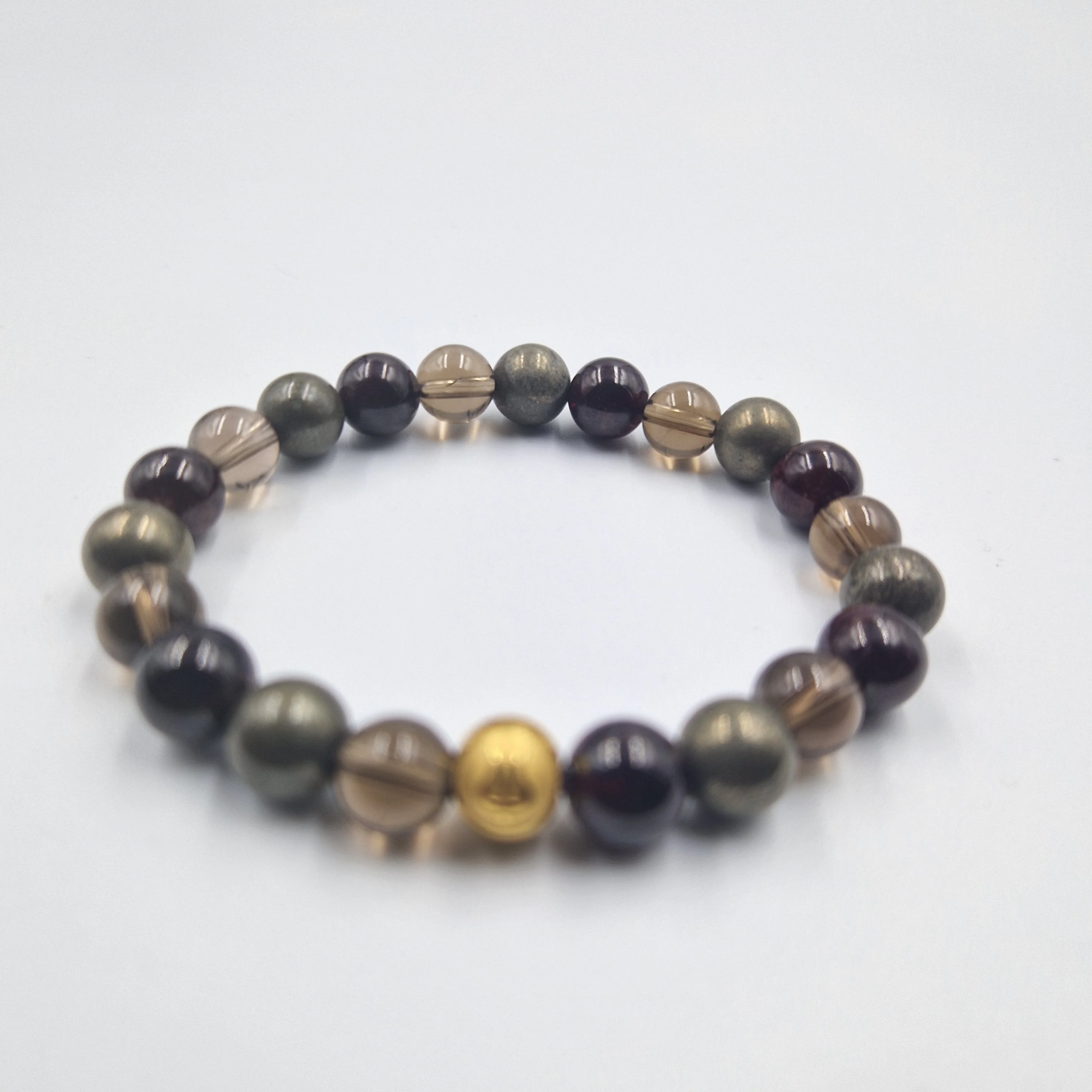 Bracelet RICHESSE en Pyrite, Quartz fumé et Grenat - Image 3