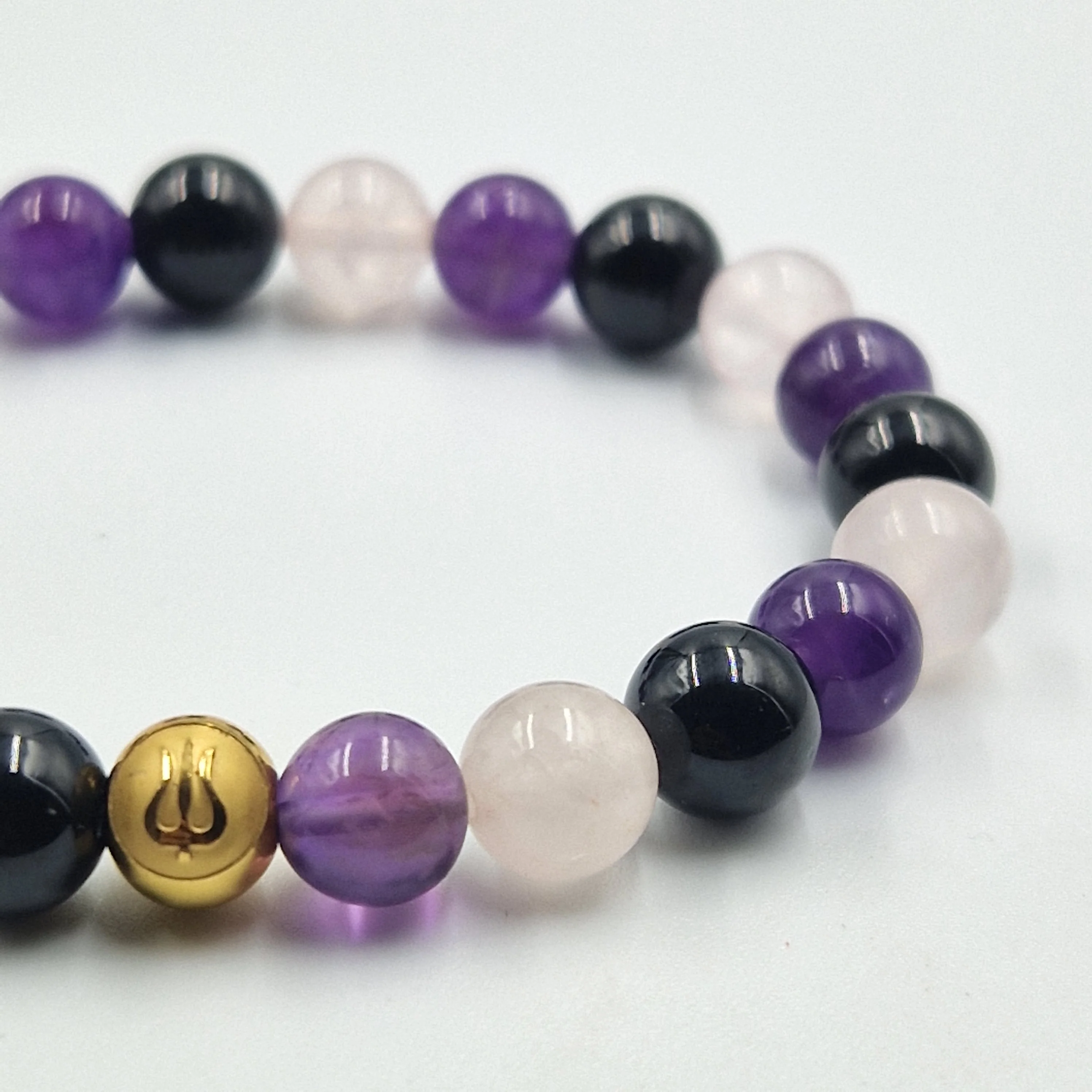 Bracelet SAGESSE en Améthyste, Quartz rose et Tourmaline noire - Image 2