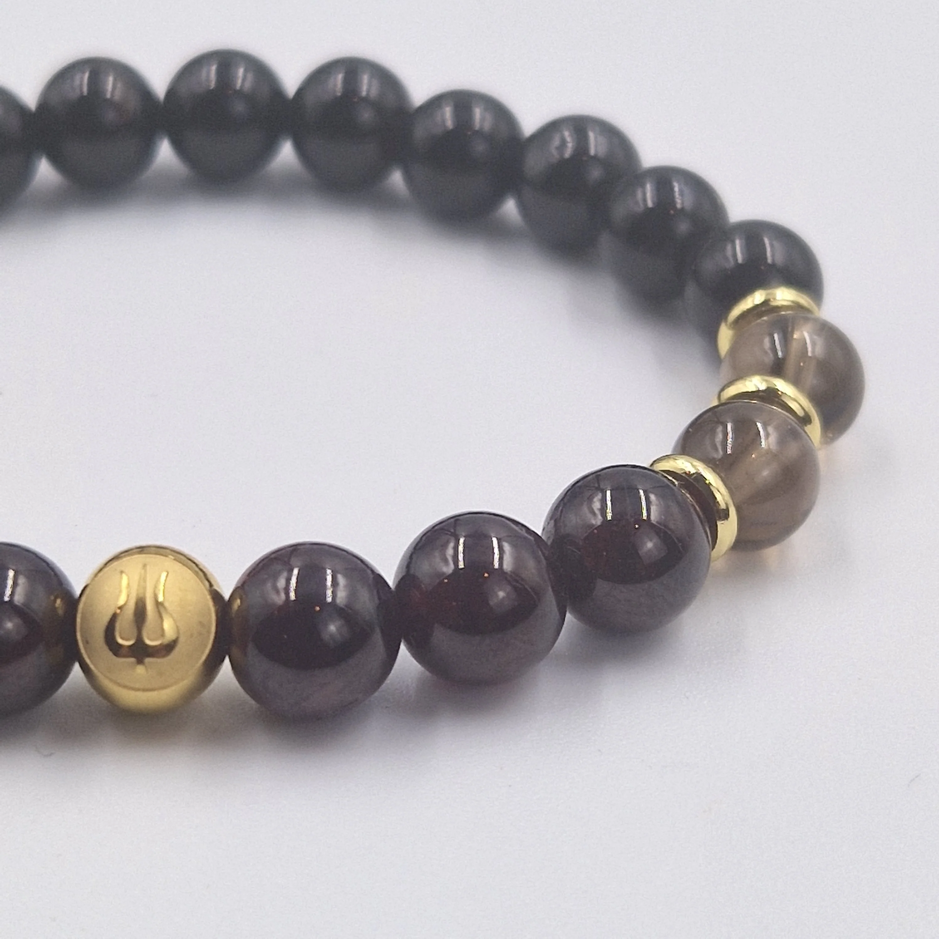Bracelet Scorpion Année 2025 en Grenat, Quartz fumé et Obsidienne noire - Image 2