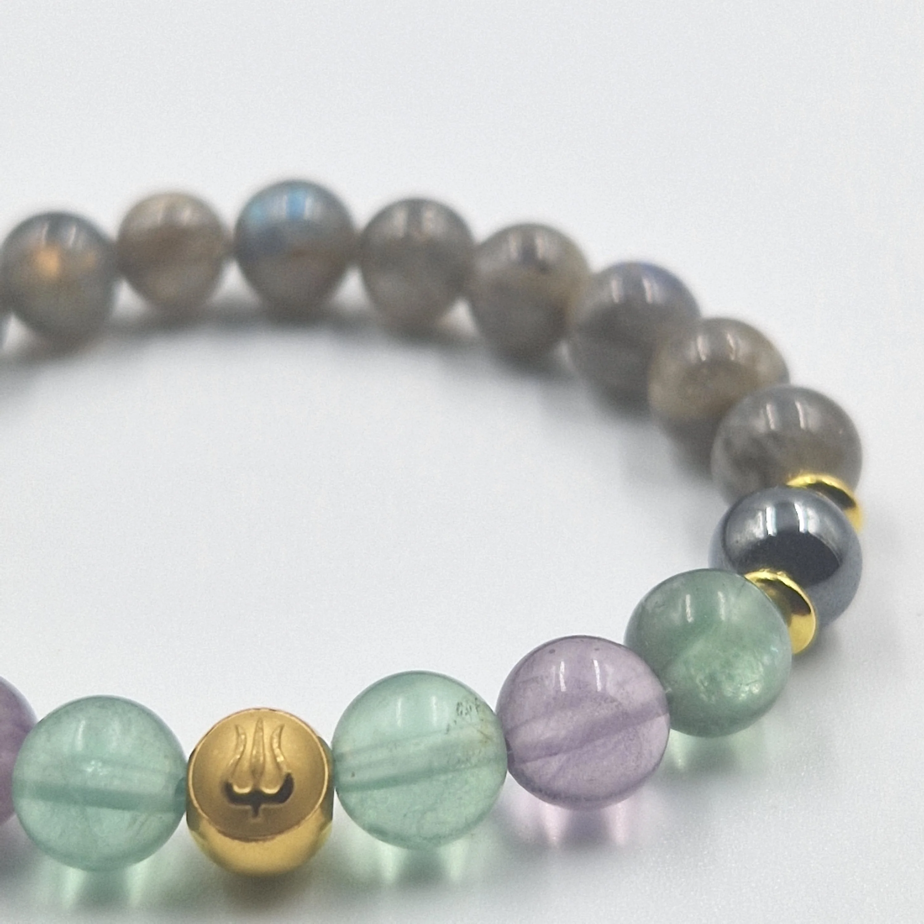 Bracelet Scorpion en Labradorite, Fluorite violette et Hématite - Image 2