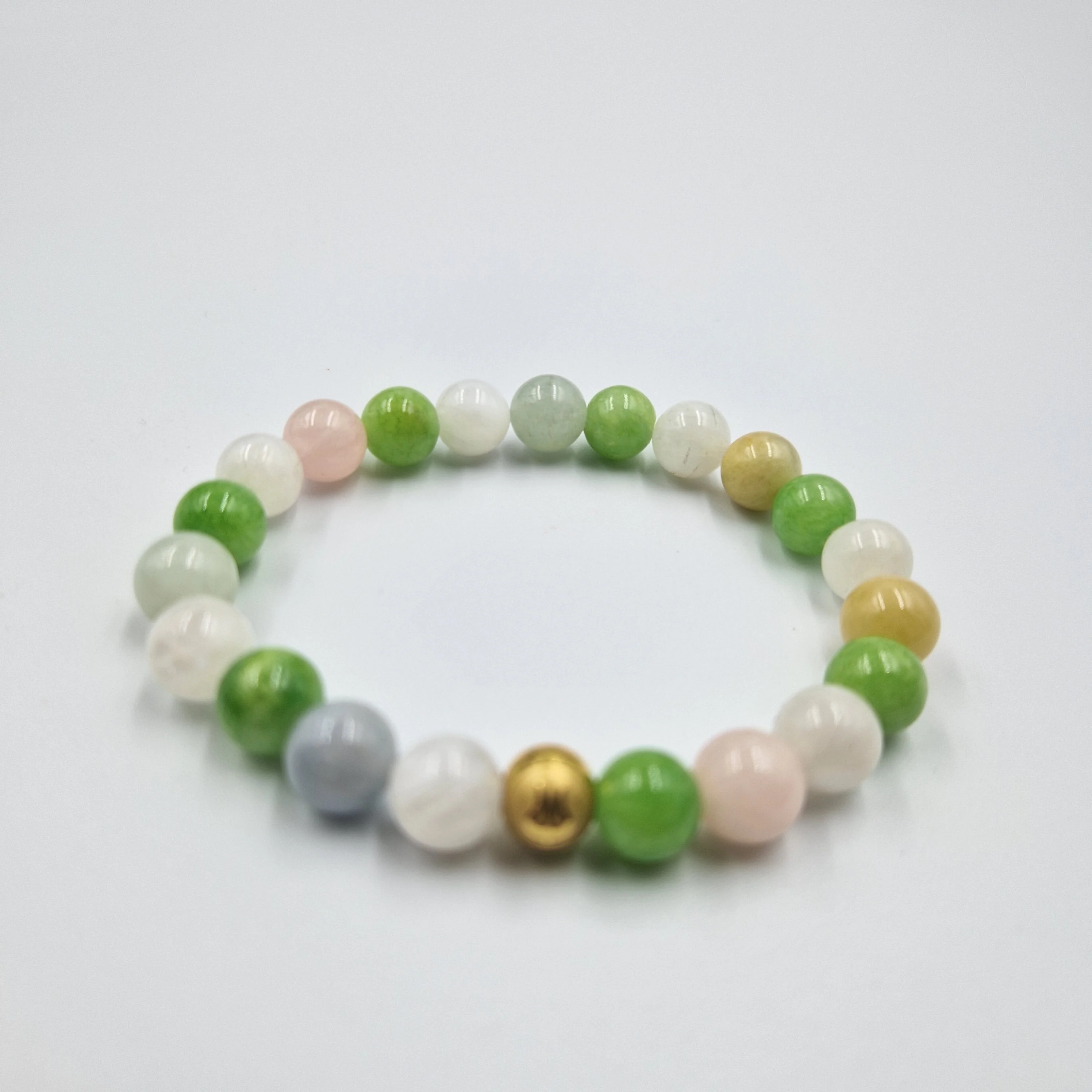 Bracelet SEDUCTION en Pierre de lune blanche, Morganite et Jade vert - Image 3