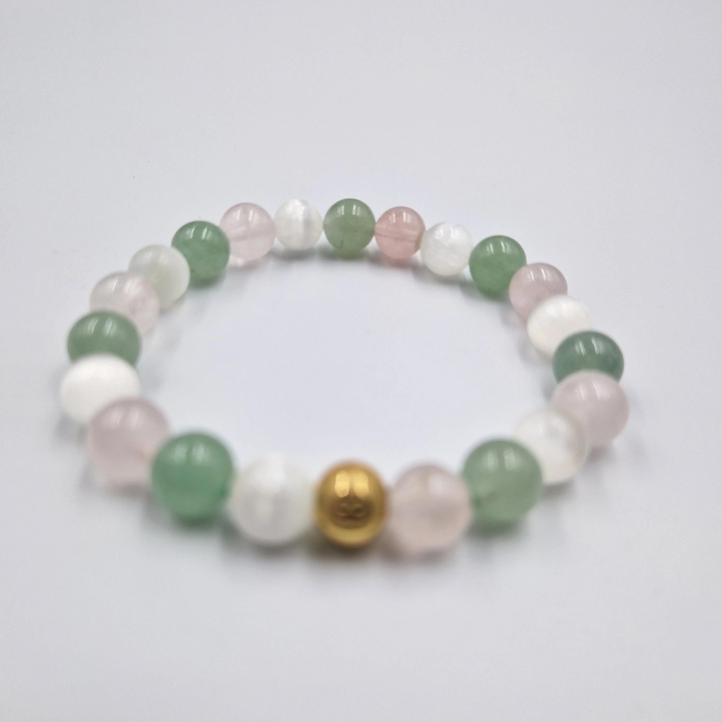 Bracelet SERENITE en Sélénite, Quartz rose et Aventurine verte - Image 3
