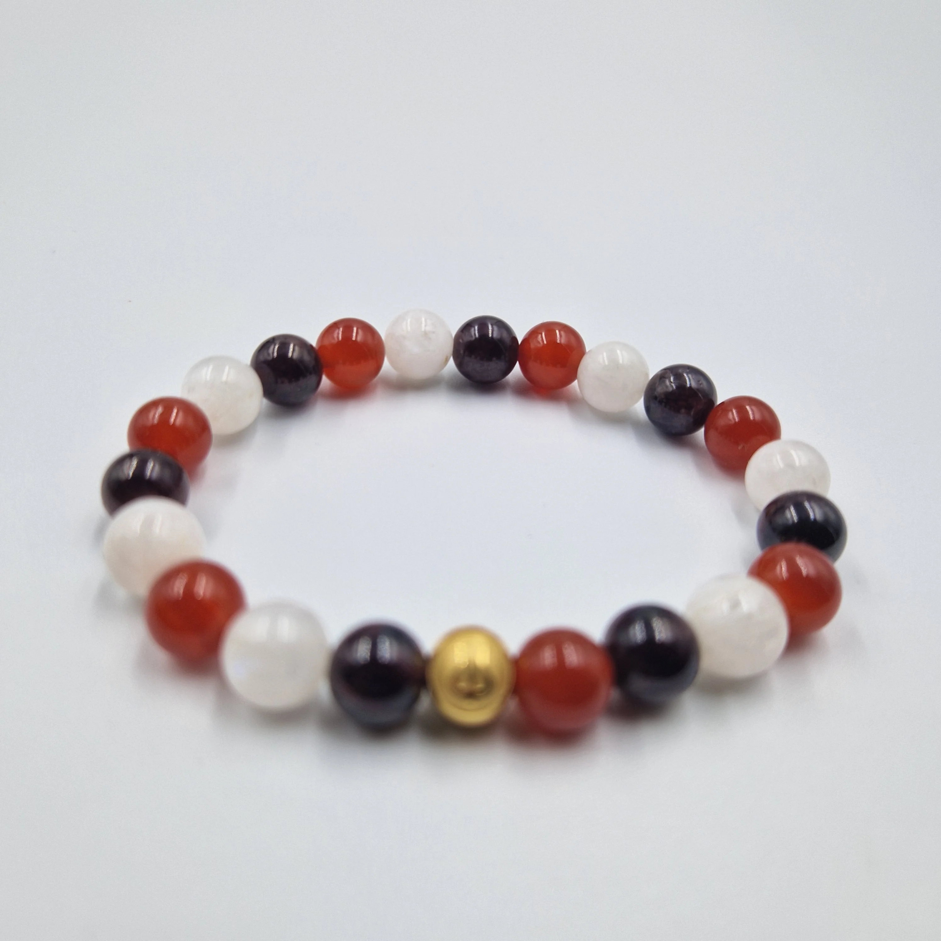 Bracelet SEXUALITE en Pierre de lune blanche, Cornaline et Grenat - Image 3