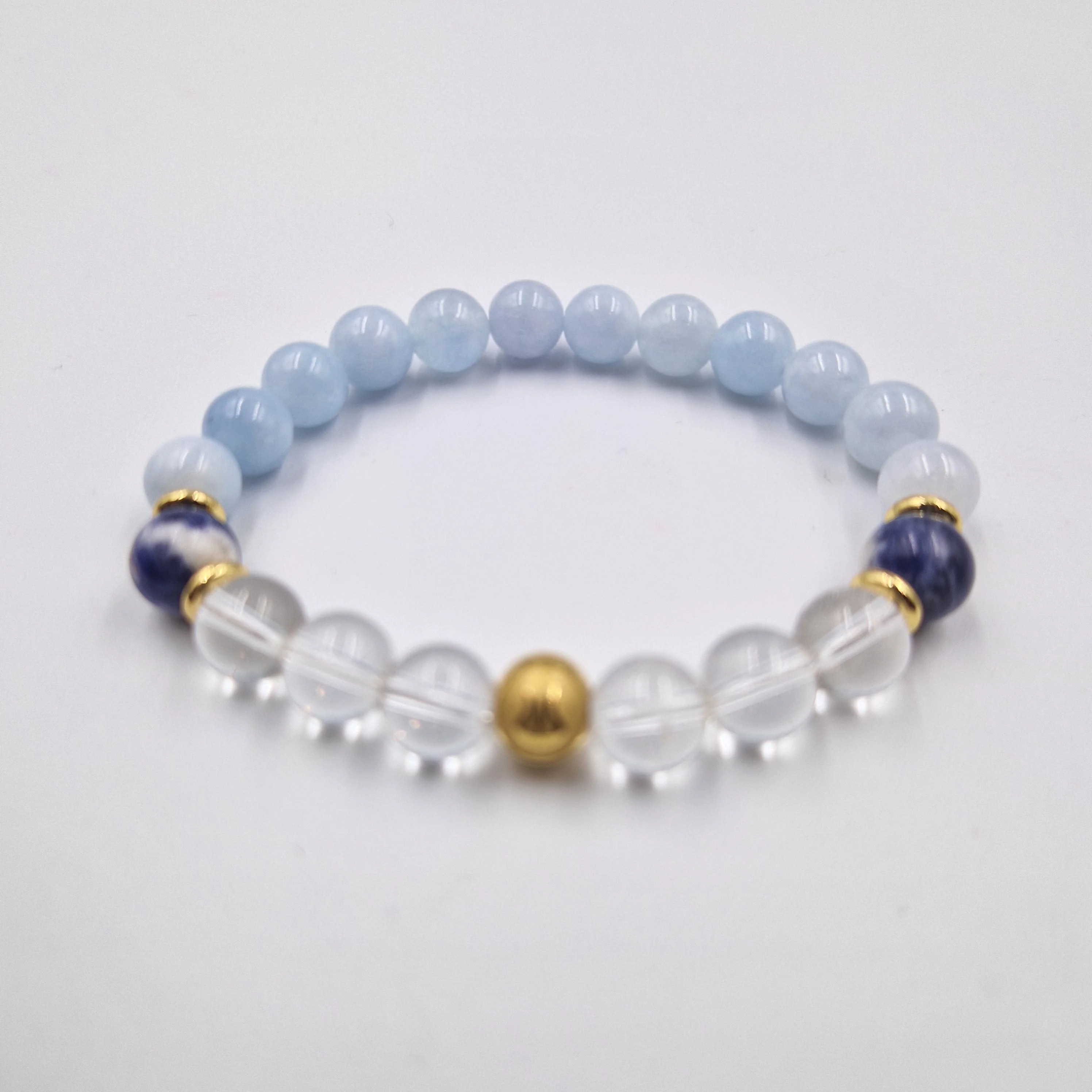 Bracelet SINUS en Quartz clair, Aigue-Marine, Sodalite - Image 3