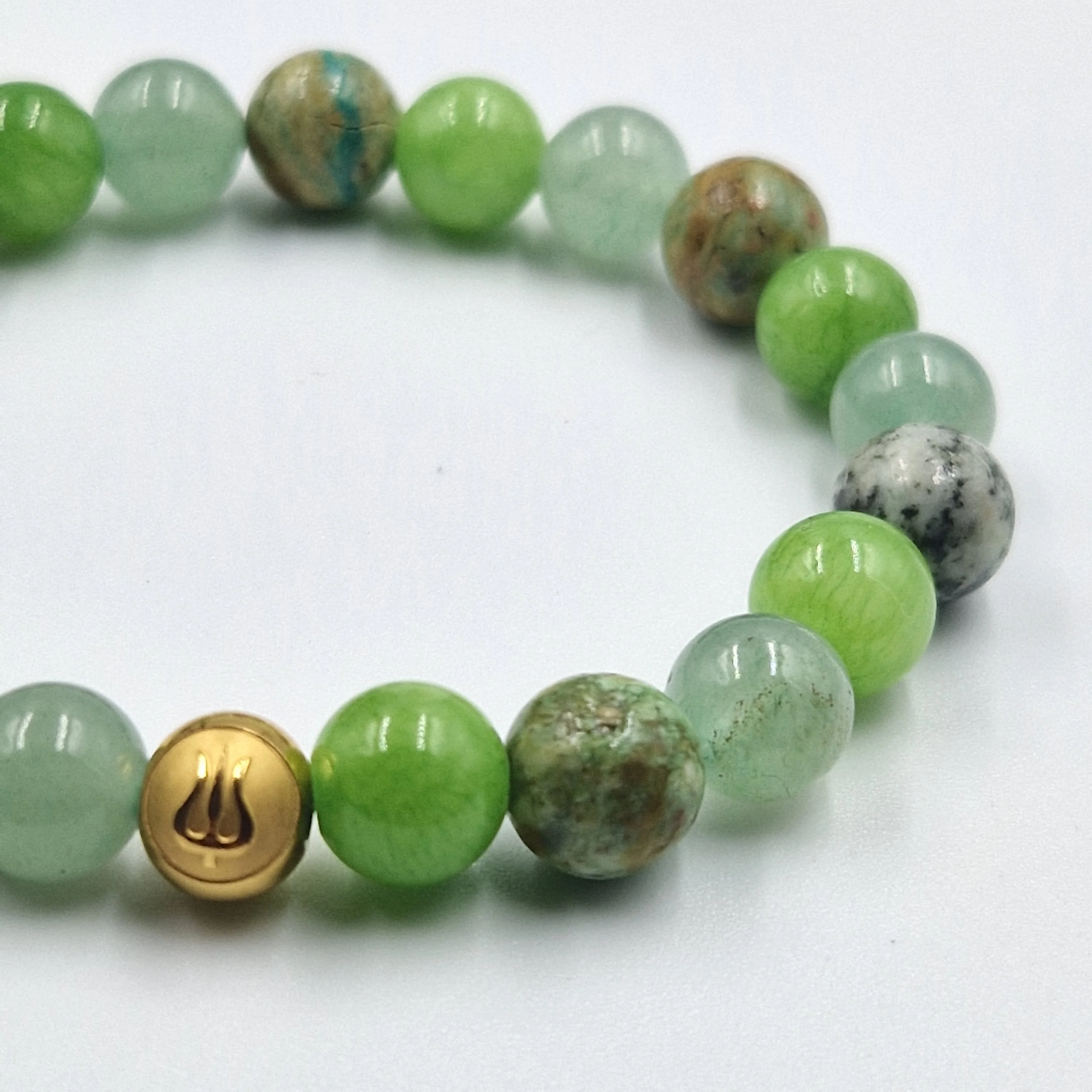 Bracelet SOLIDARITE en Turquoise, Jade vert et Aventurine verte - Image 2