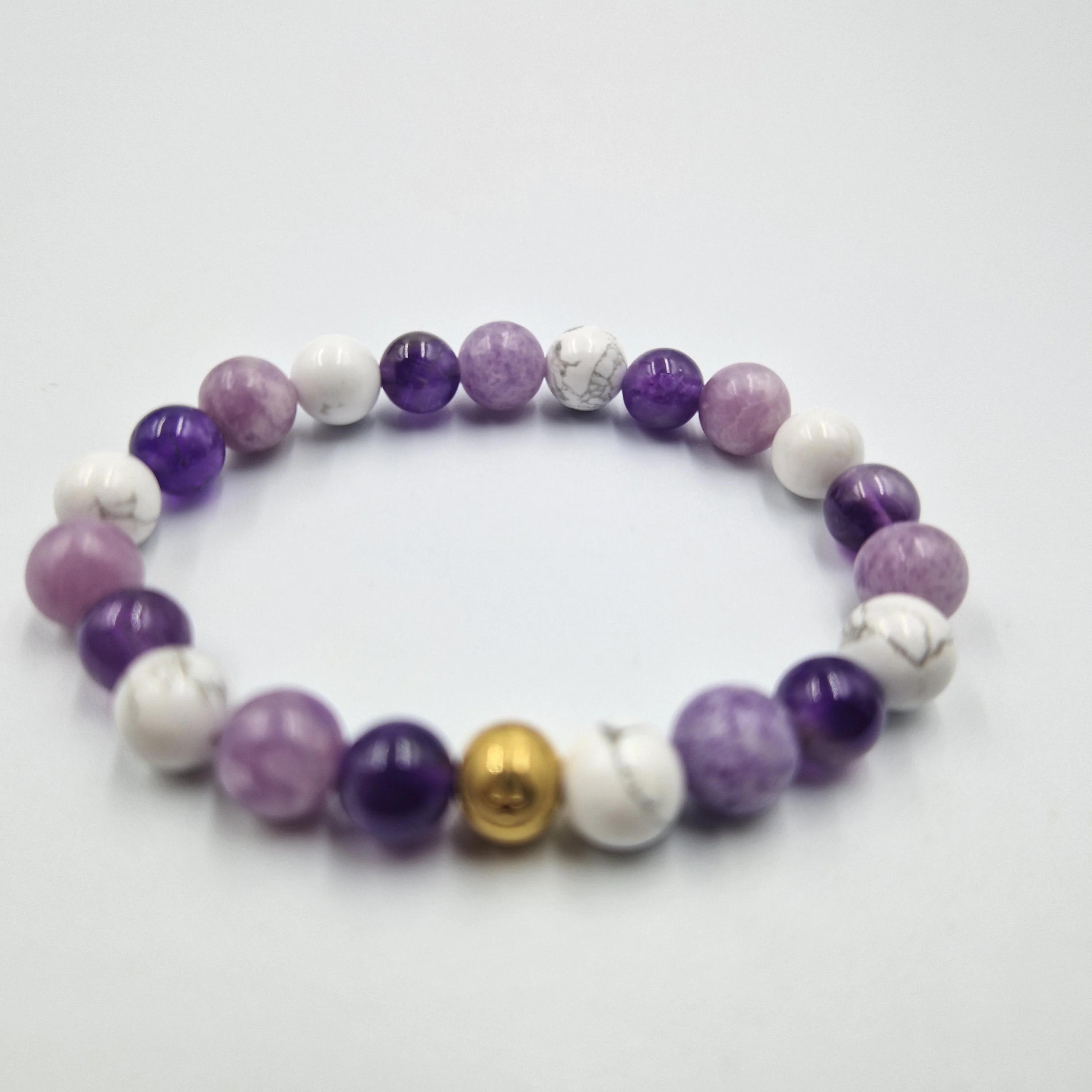 Bracelet STRESS en Améthyste, Lépidolite et Howlite - Image 3
