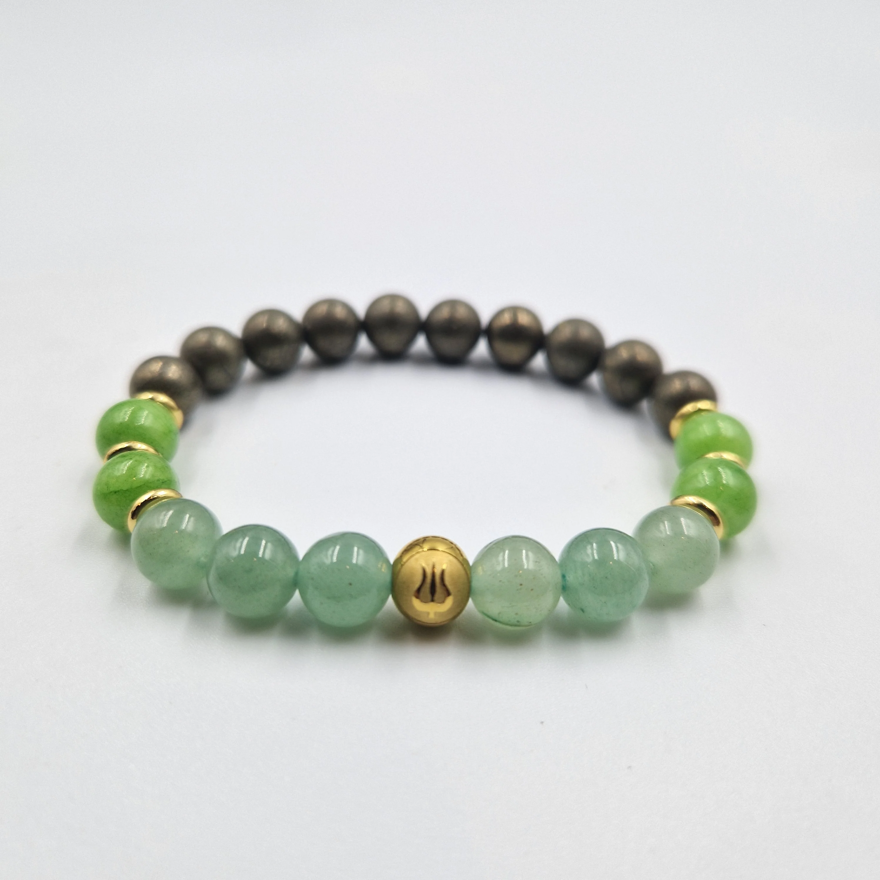 Bracelet Taureau Année 2025 en Aventurine verte, Jade vert et Pyrite
