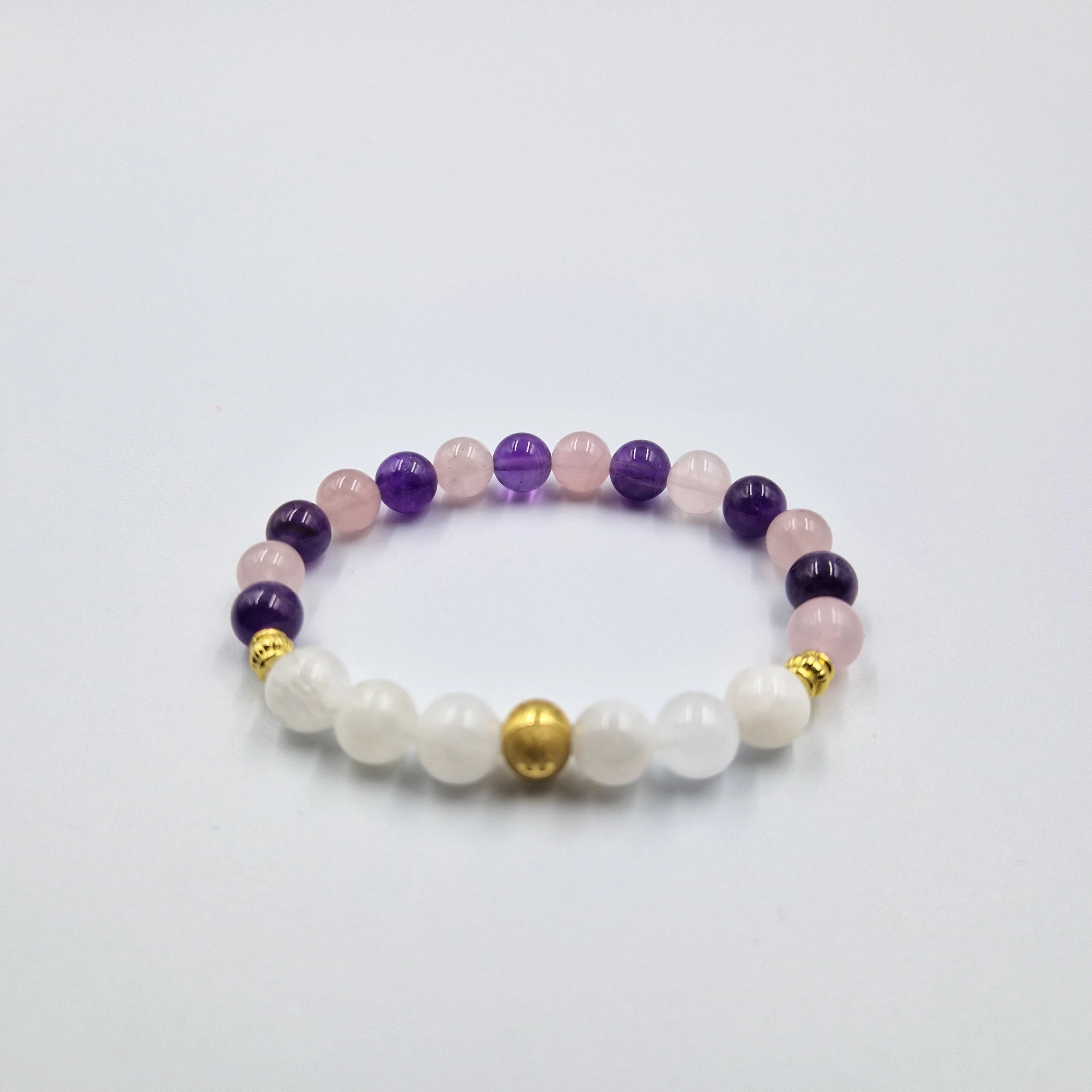 Bracelet Taureau en Quartz rose, Améthyste et Pierre de lune blanche - Image 3