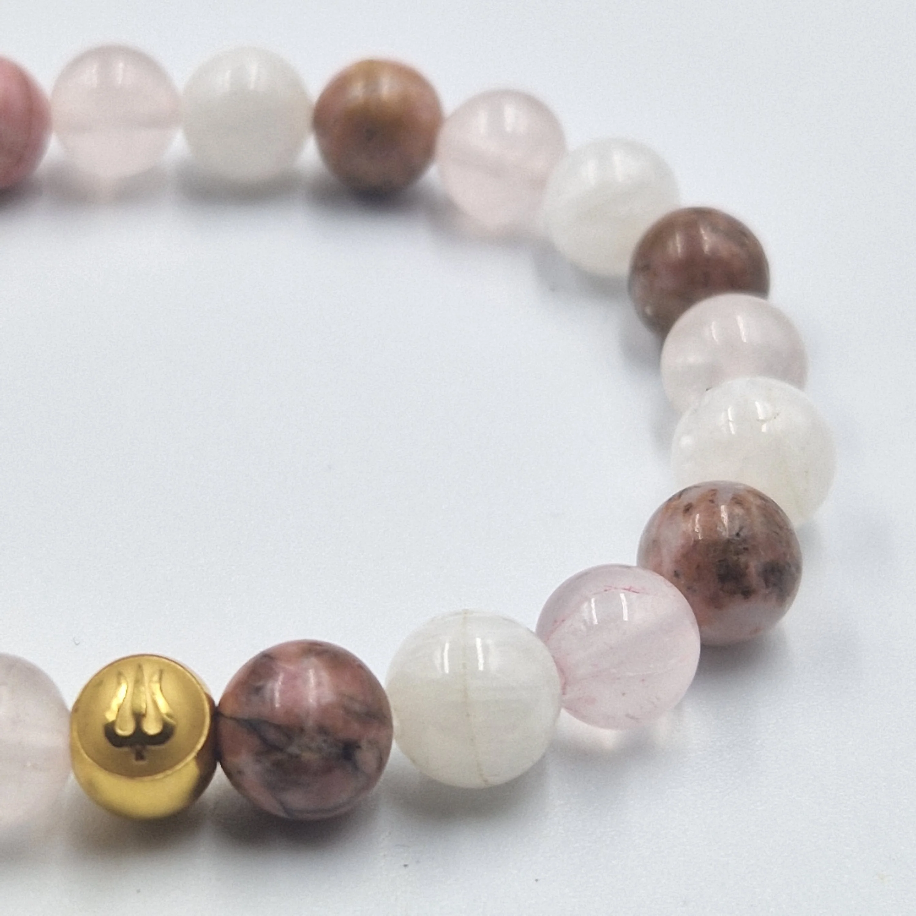 Bracelet RECONQUERIR SON EX en Quartz rose, Pierre de lune blanche et Rhodonite - Image 2