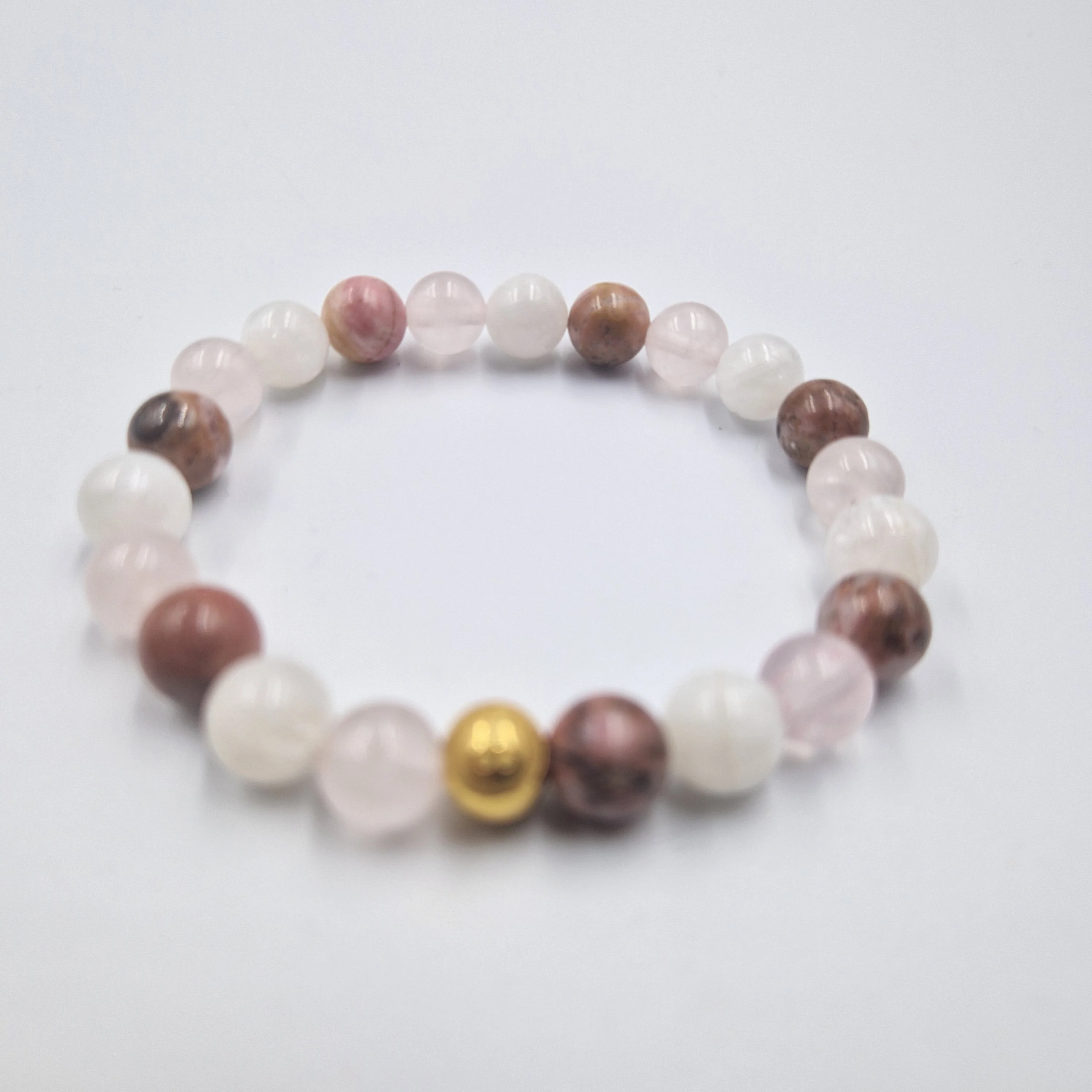 Bracelet RECONQUERIR SON EX en Quartz rose, Pierre de lune blanche et Rhodonite - Image 3