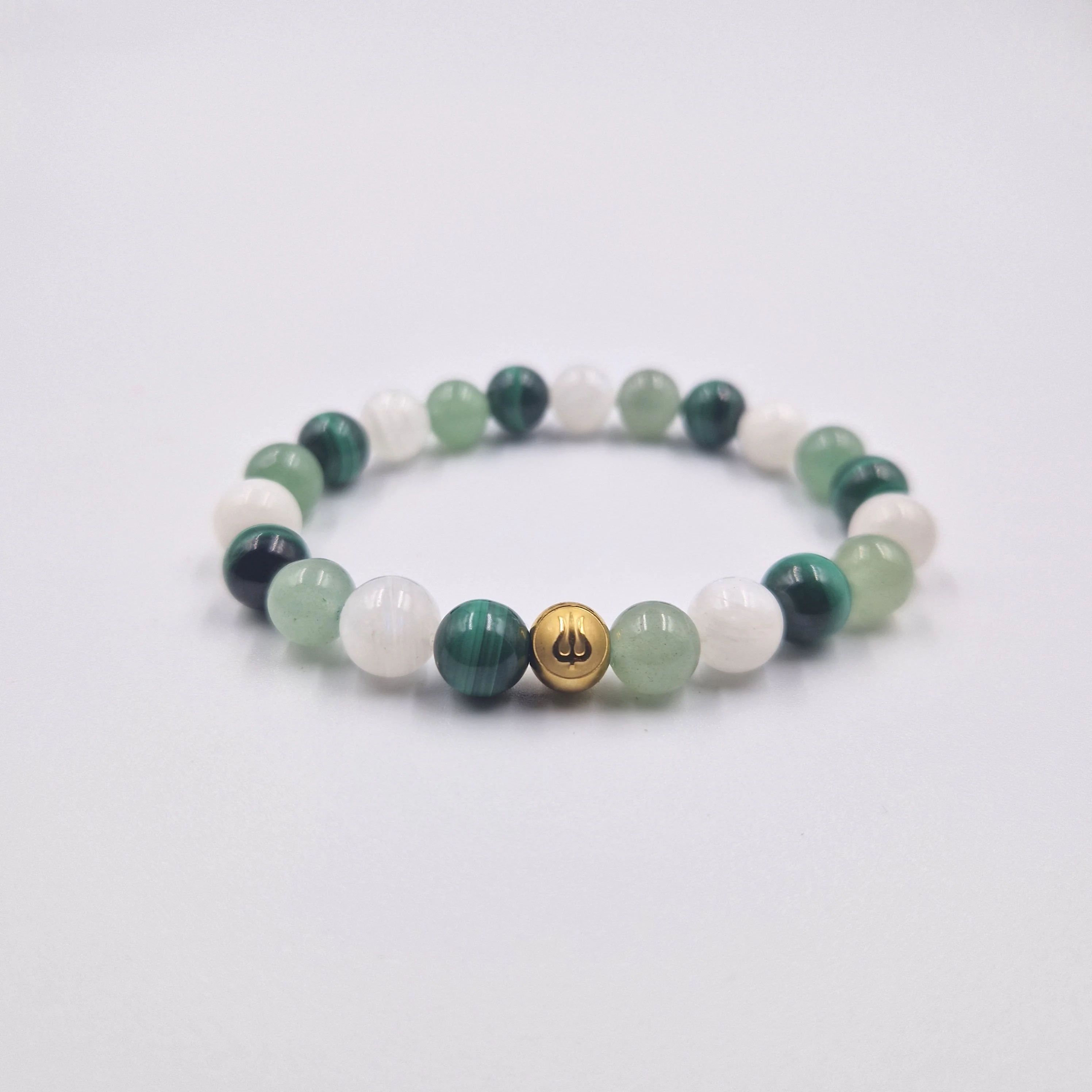 Bracelet CREATIVITE en Pierre de lune blanche, Aventurine verte et Malachite