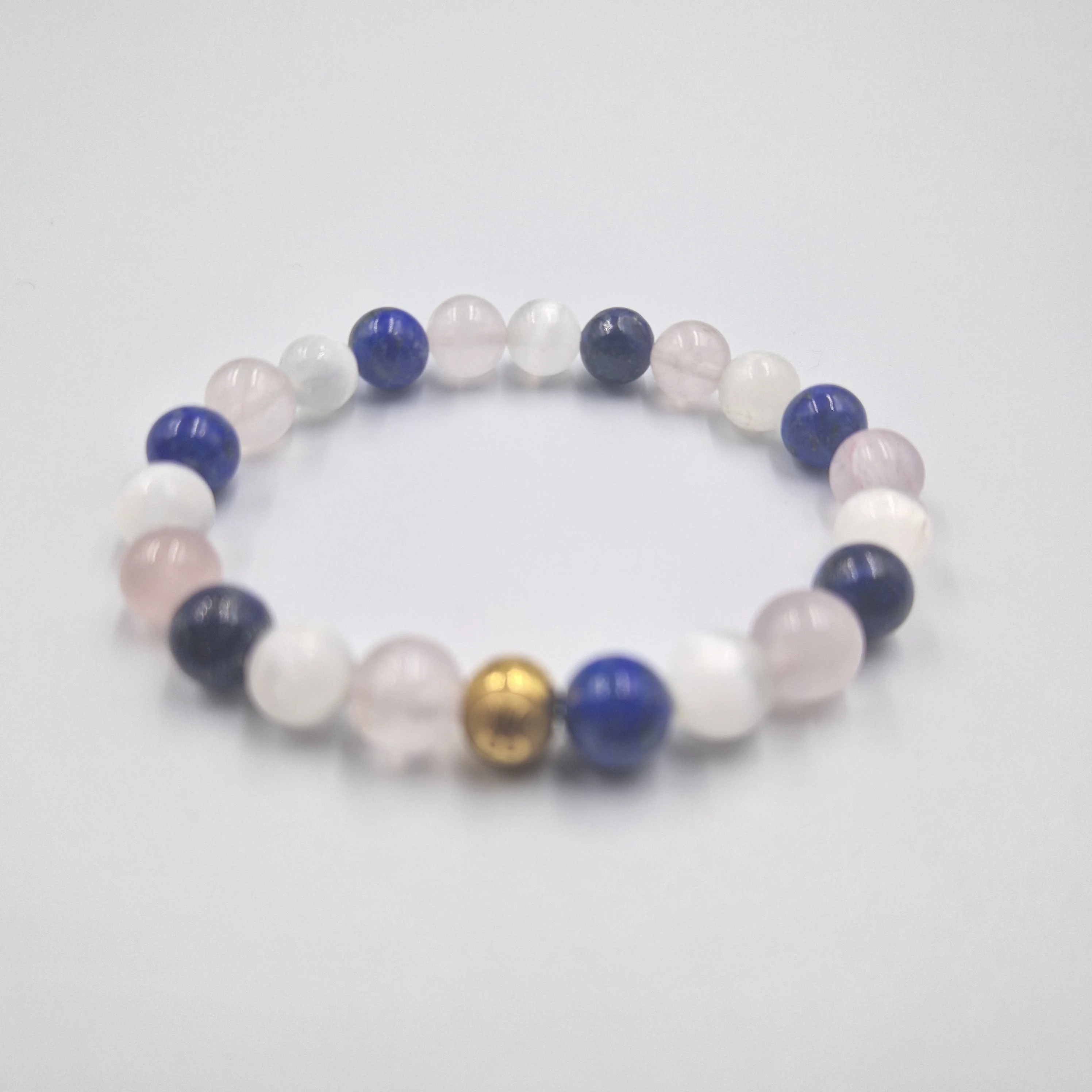 Bracelet TRISTESSE en Lapis-lazuli, Sélénite et Quartz rose - Image 3