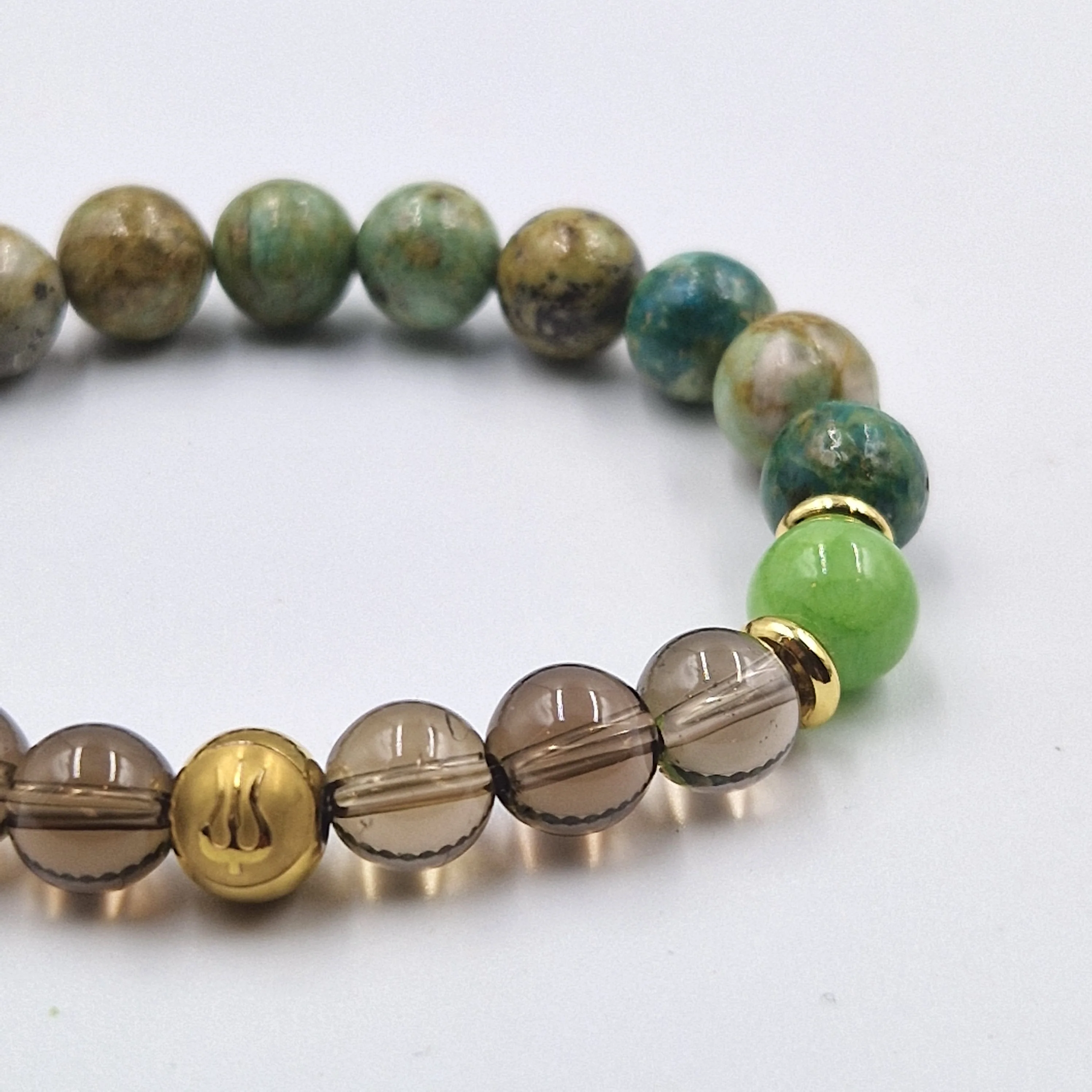 Bracelet VEINES en Turquoise, Jade, Quartz fumé - Image 2