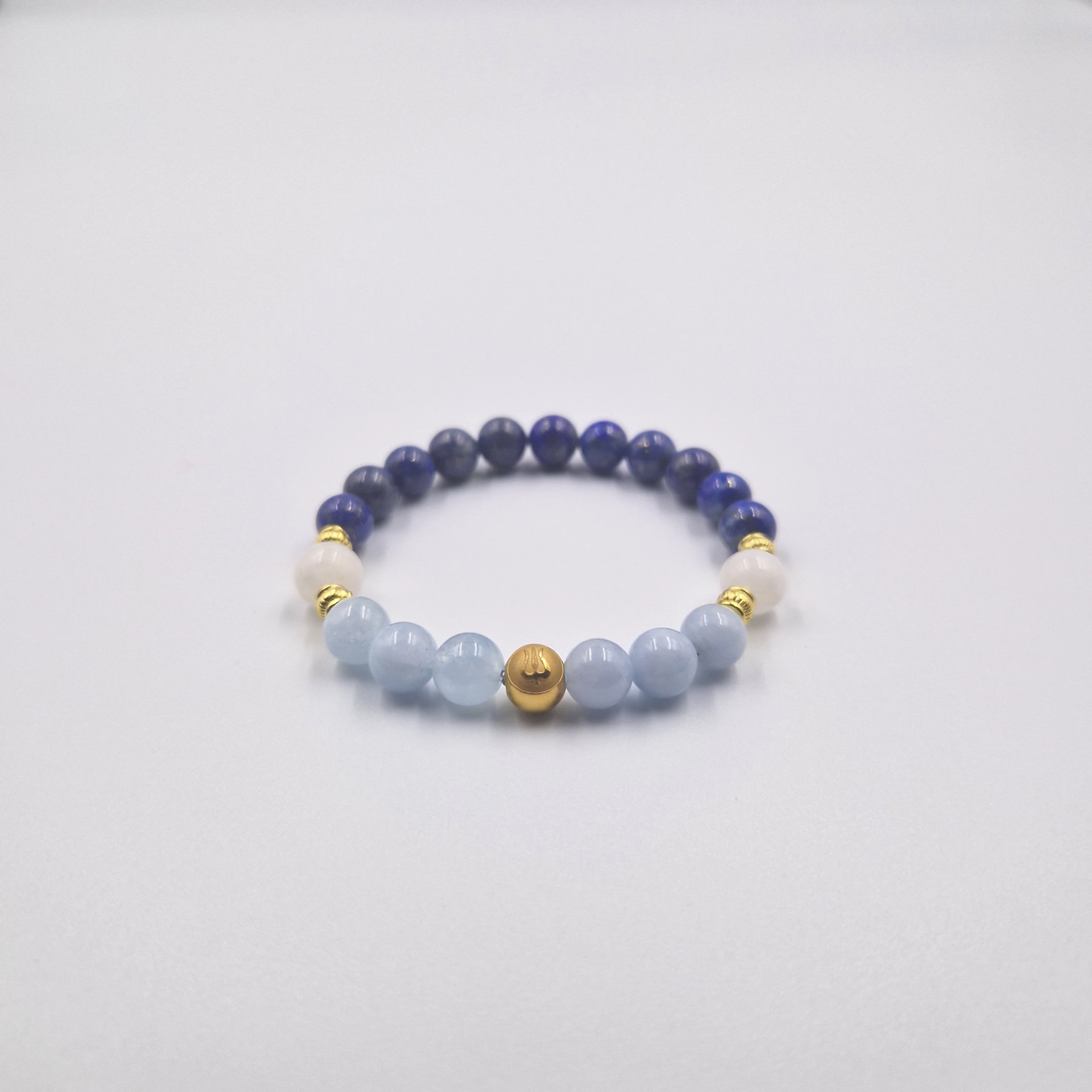 Bracelet Verseau en Lapis-lazuli, Aigue-marine et Pierre de lune blanche
