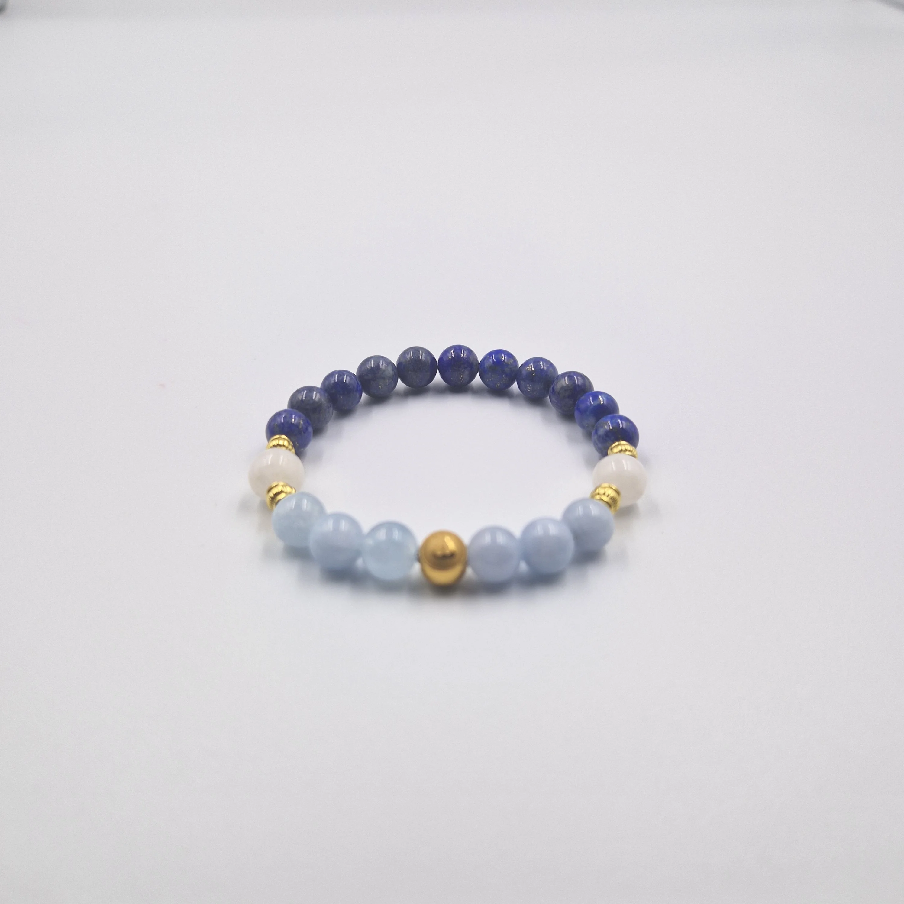 Bracelet Verseau en Lapis-lazuli, Aigue-marine et Pierre de lune blanche - Image 3