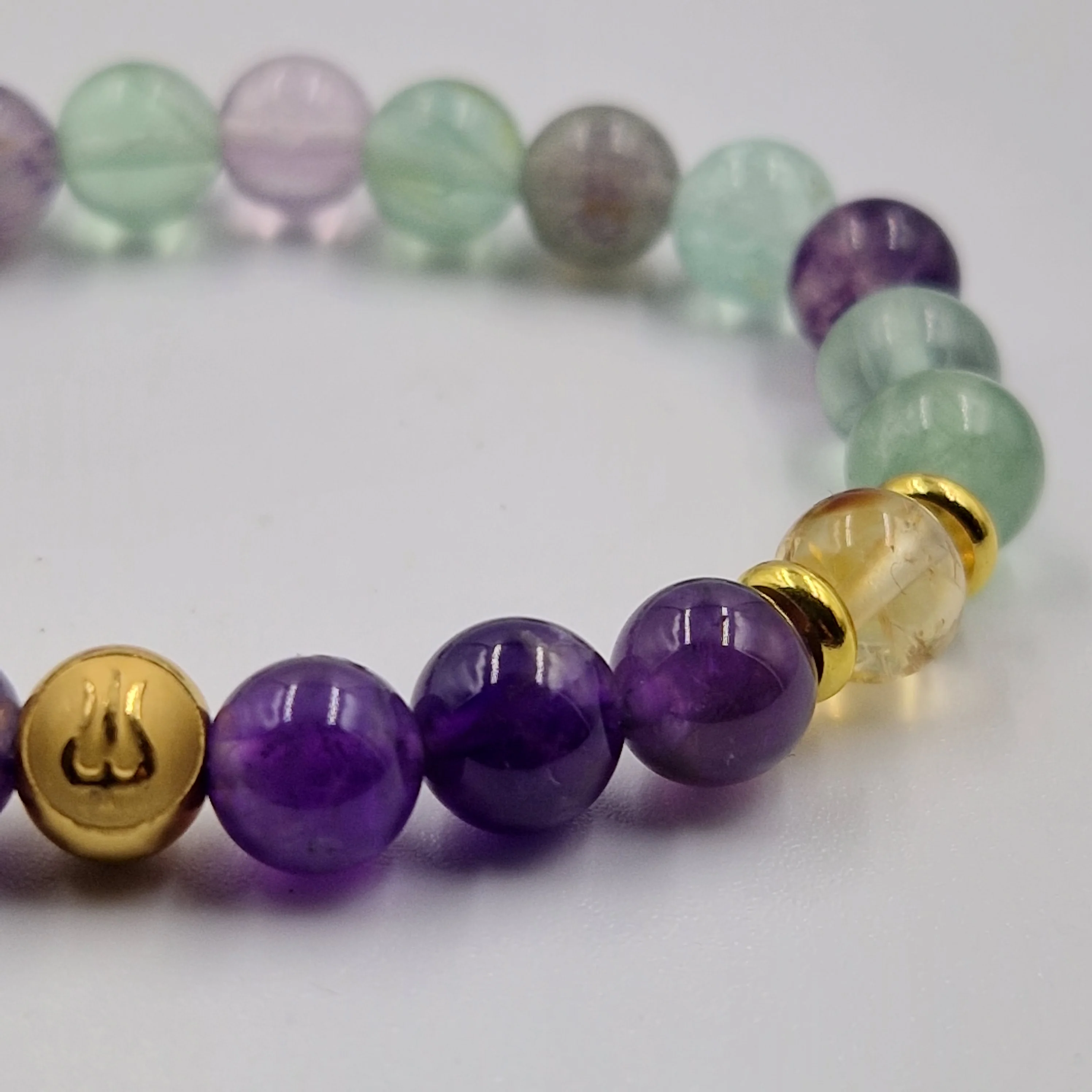 Bracelet Verseau  Année 2024 en Fluorite violette, Améthyste et Citrine - Image 2
