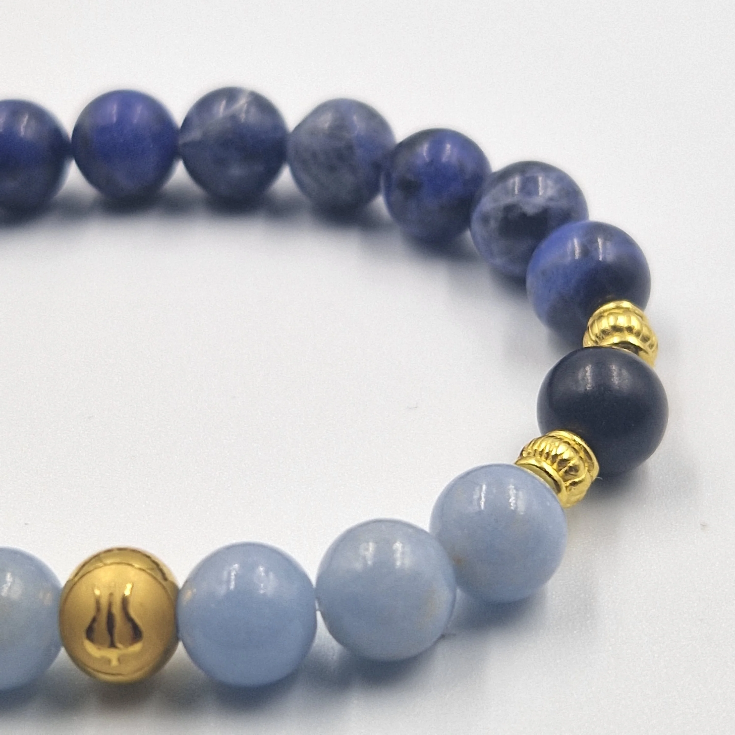 Bracelet Verseau en Dumortiérite, Angélite et Shungite - Image 2