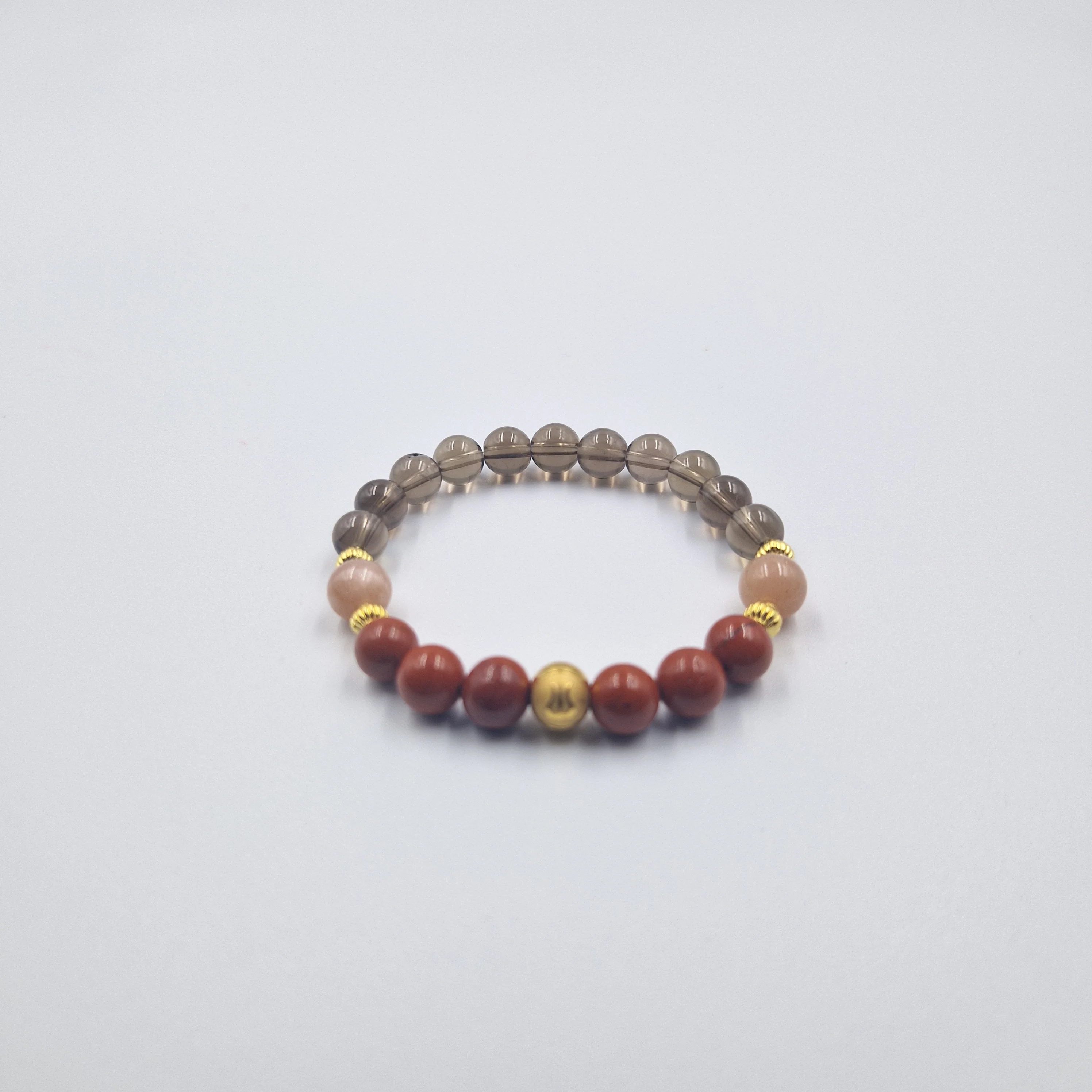 Bracelet Verseau en Quartz fumé, Jaspe rouge et Pierre de soleil - Image 3