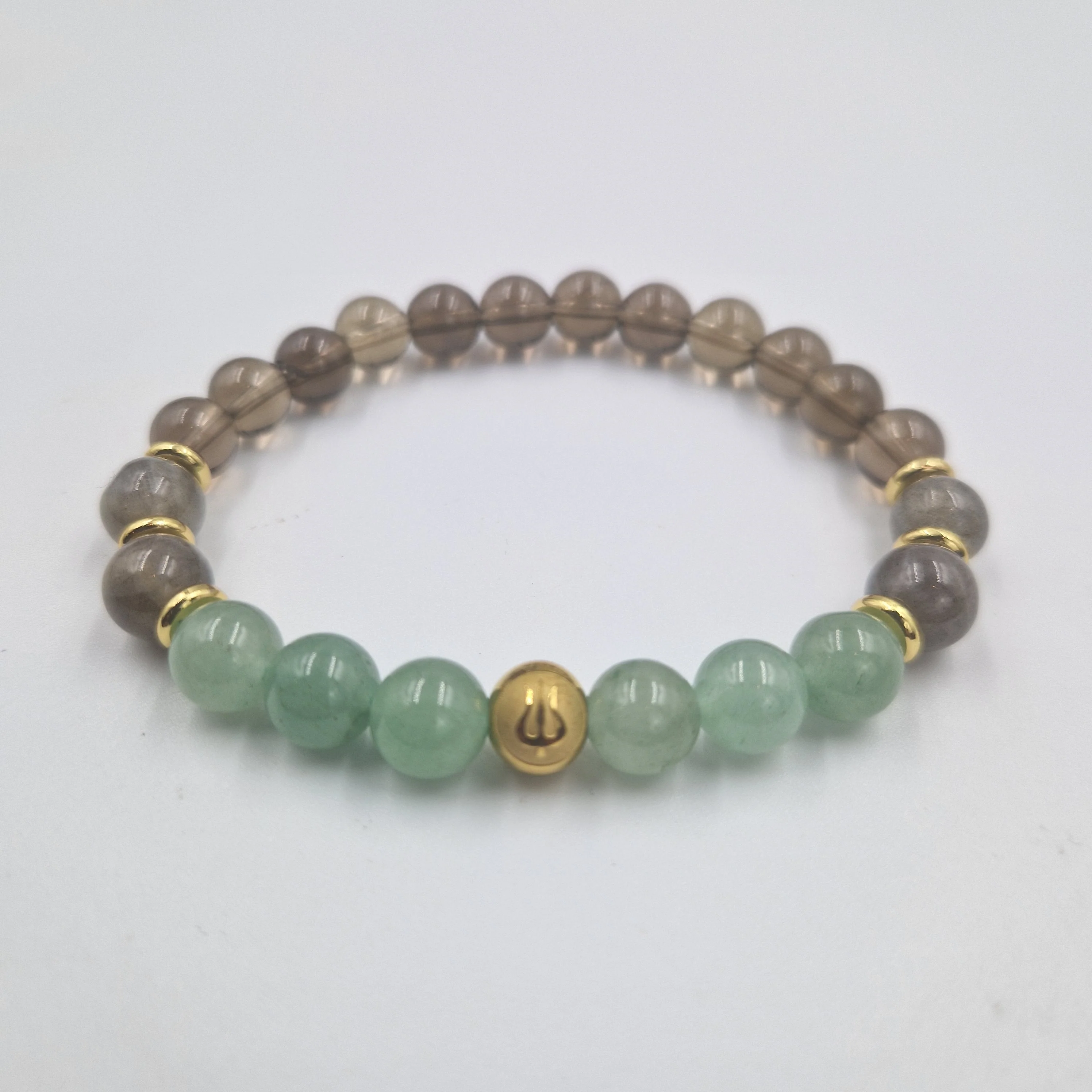 Bracelet Vierge Année 2025 en Aventurine verte, Labradorite et Quartz fumé