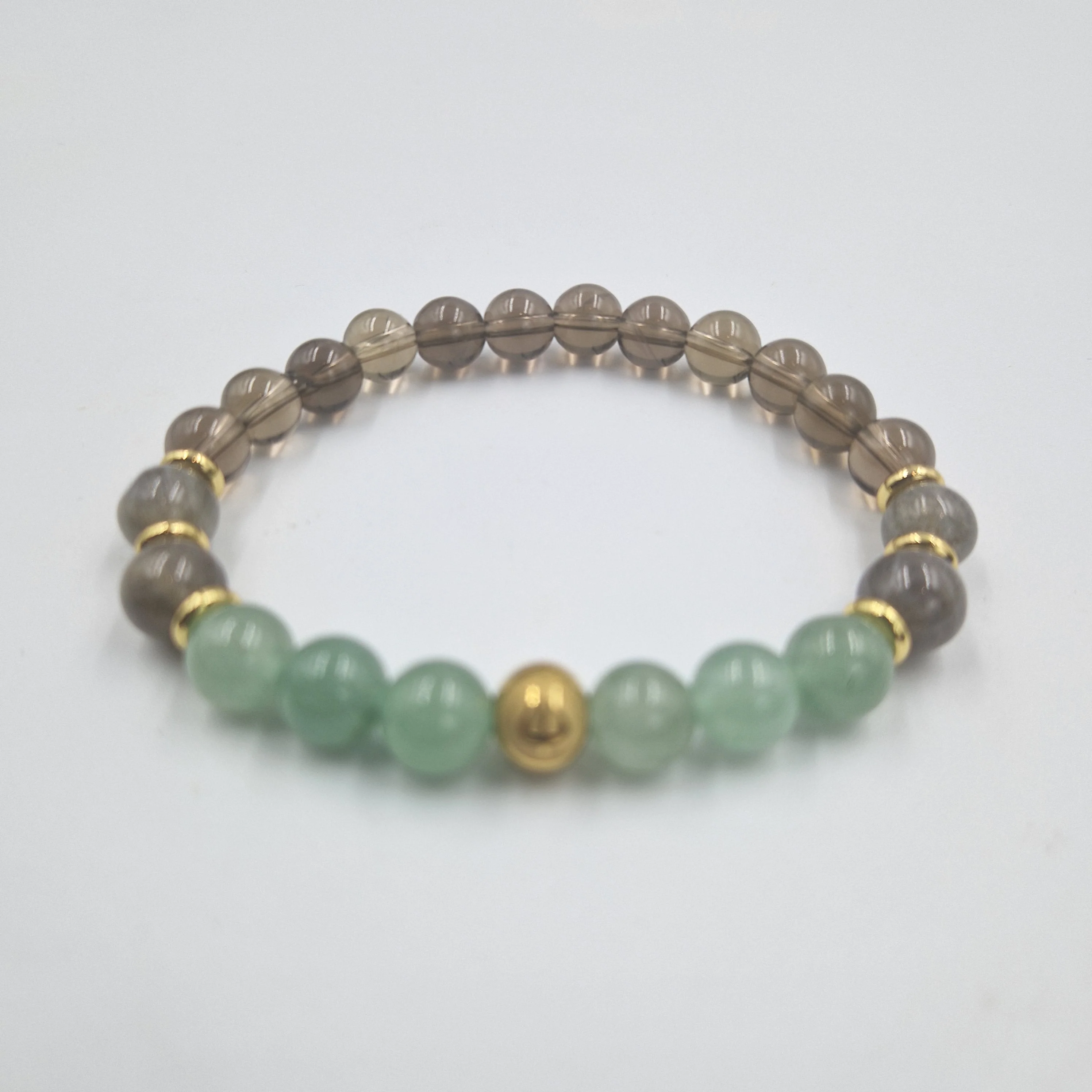Bracelet Vierge Année 2025 en Aventurine verte, Labradorite et Quartz fumé - Image 3