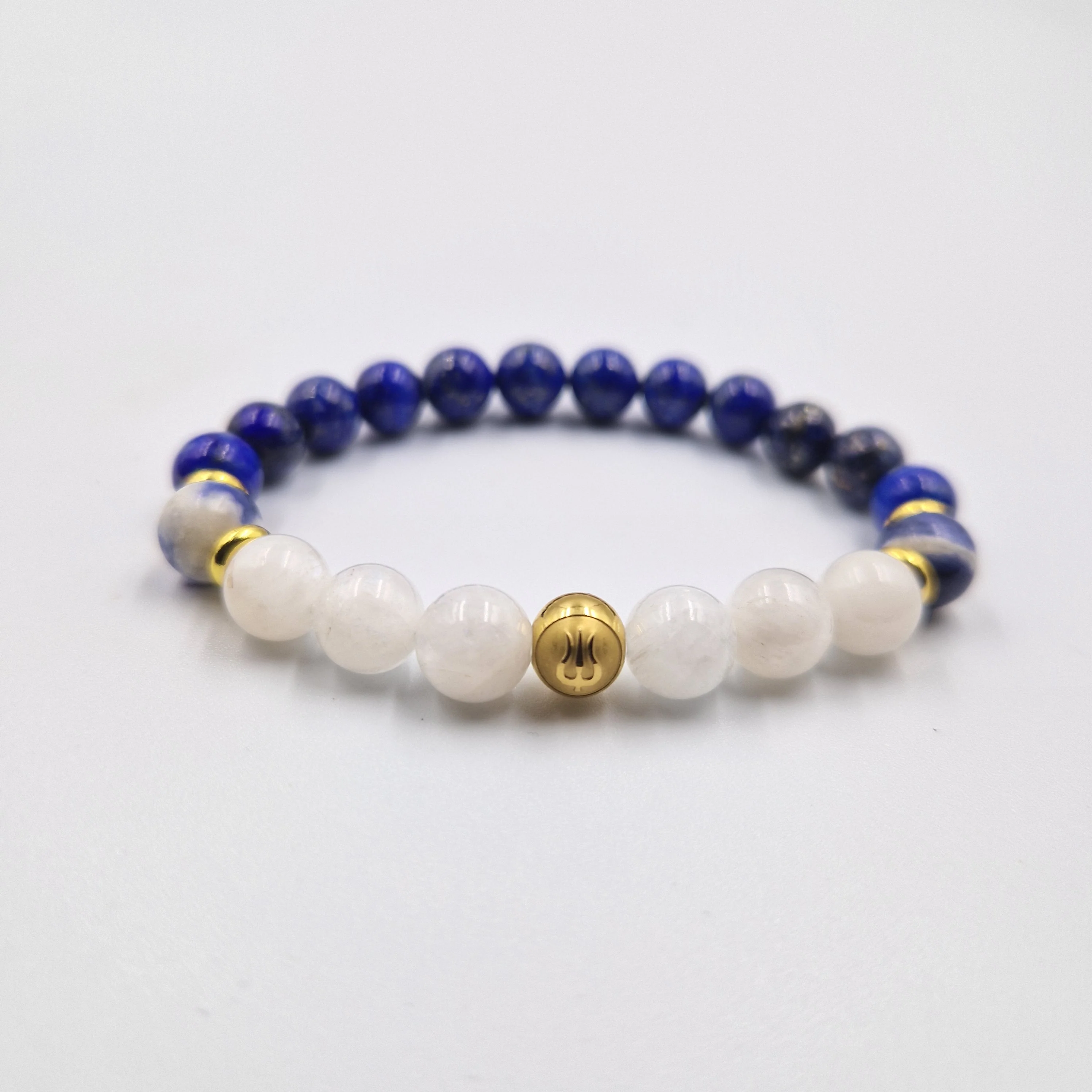 Bracelet Vierge Année 2024 en Pierre de lune blanche, Lapis lazuli et Sodalite