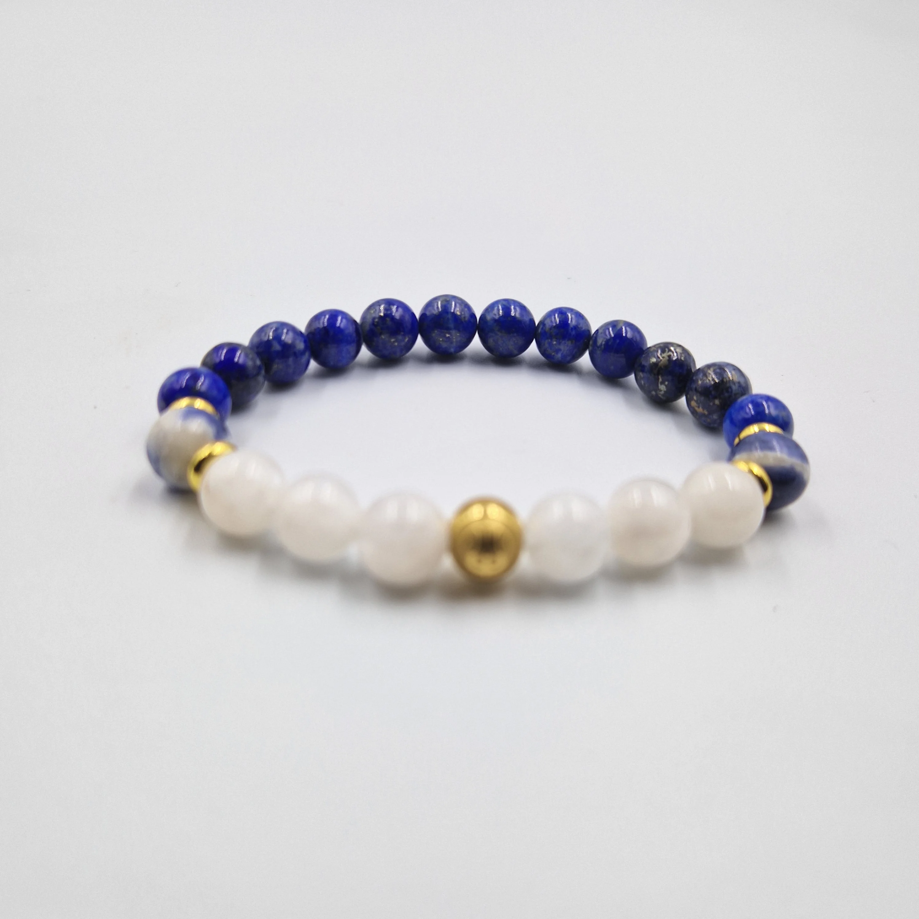 Bracelet Vierge Année 2024 en Pierre de lune blanche, Lapis lazuli et Sodalite - Image 3