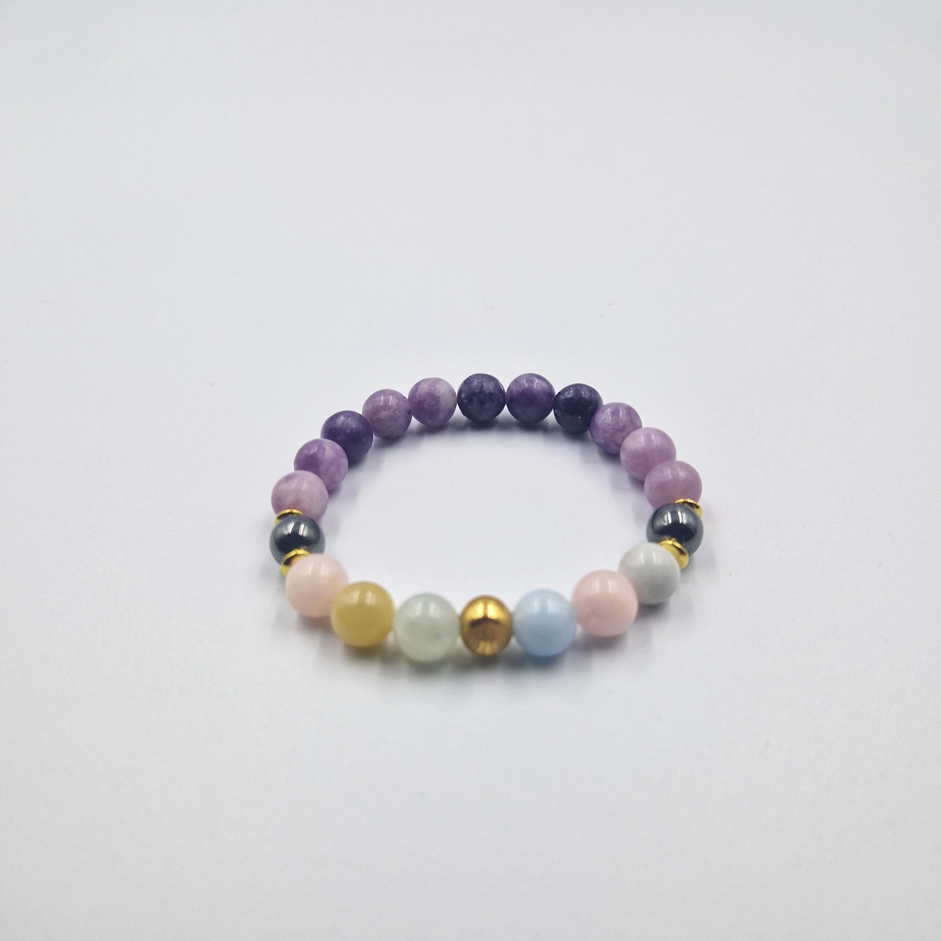 Bracelet Vierge en Lépidolite, Morganite et Hématite - Image 3