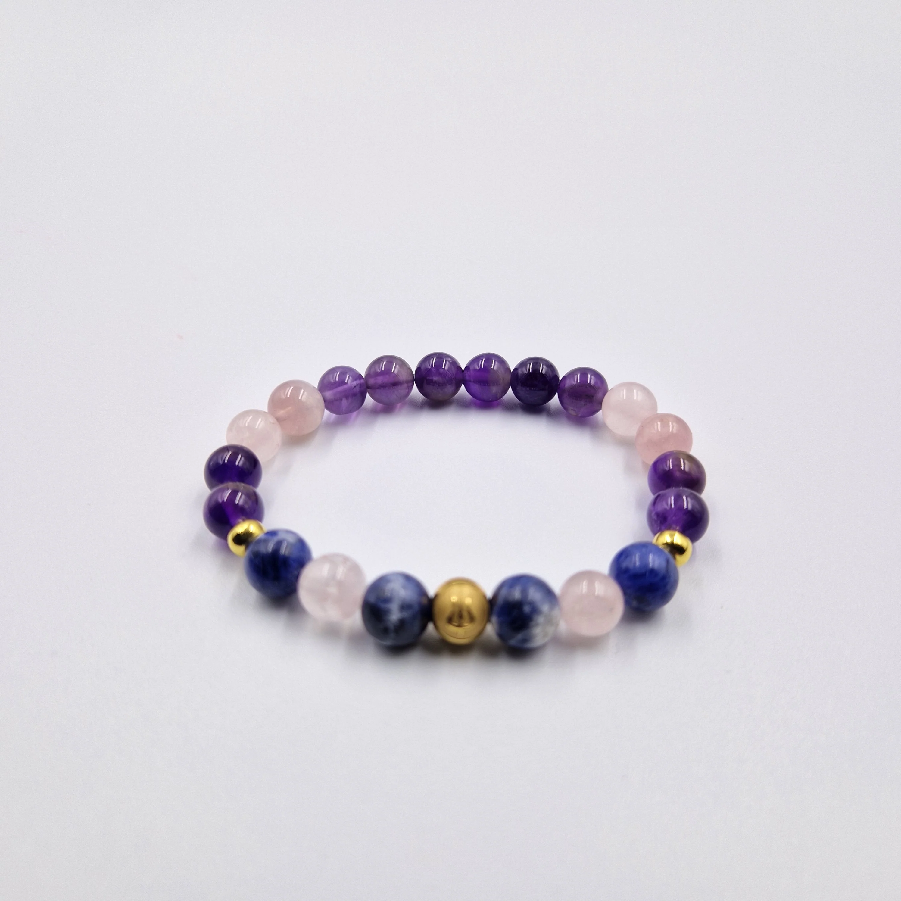 Bracelet Vierge en Améthyste, Quartz rose et Sodalite - Image 3