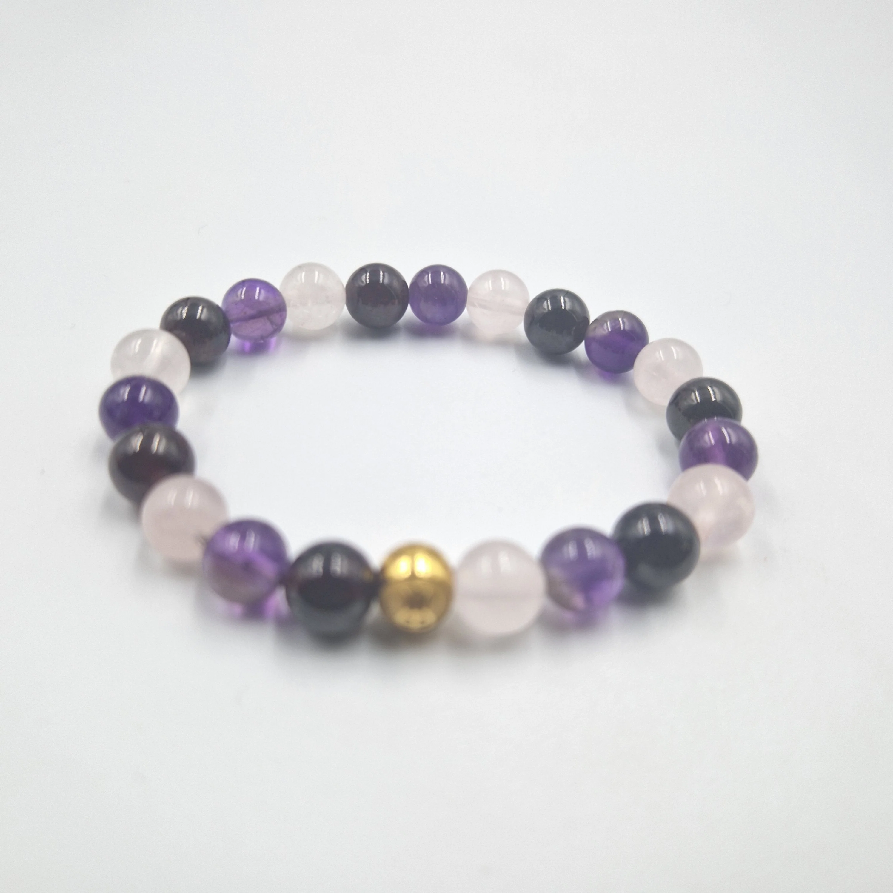 Bracelet VITALITE en Quartz rose, Améthyste et Grenat - Image 3