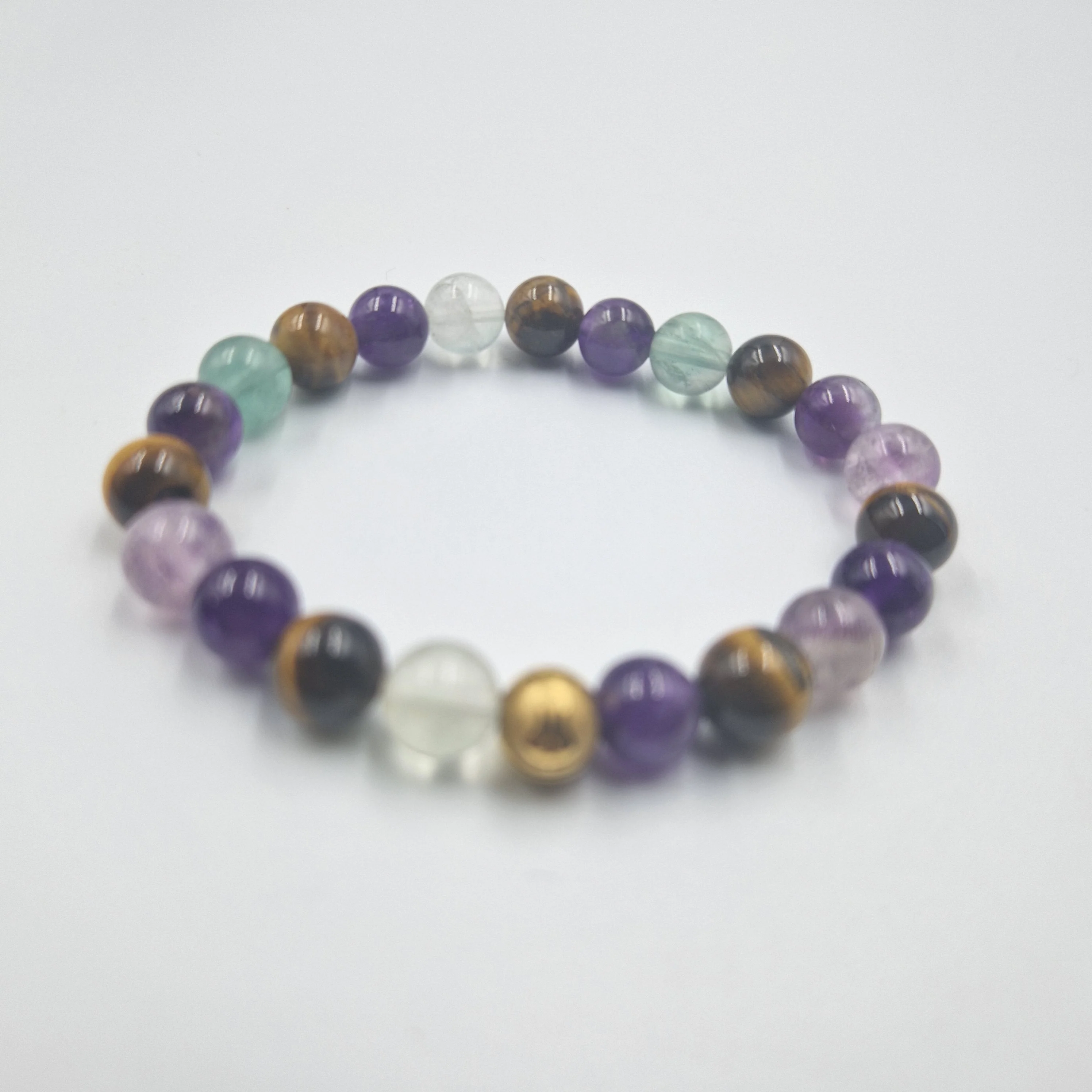 Bracelet VIVACITE en Améthyste, Oeil de tigre et Fluorite violette - Image 3